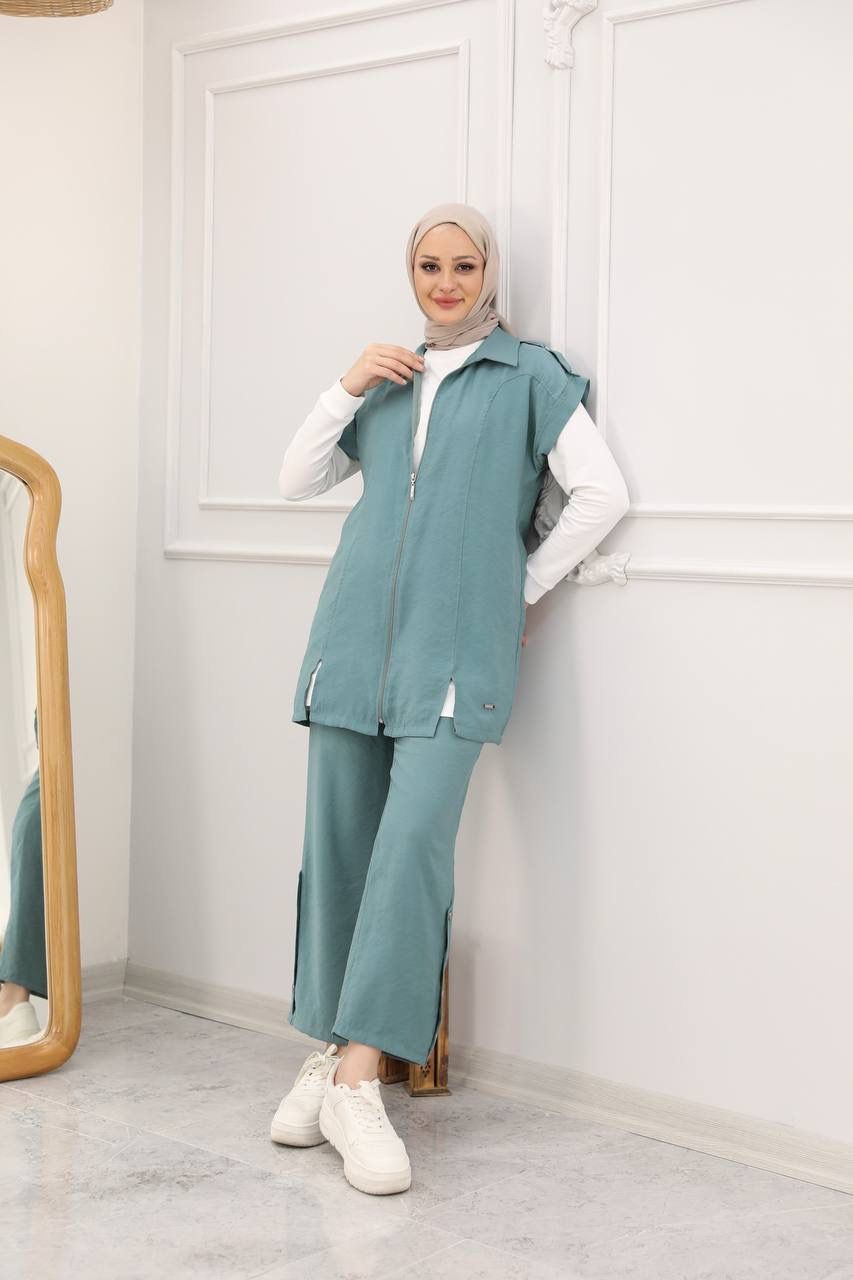 BAMBU TENSEL YELEKLİ ÜÇLÜ TAKIM 