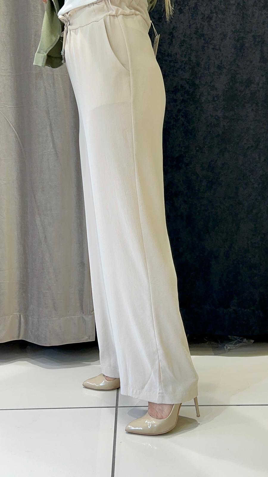 HELSİNKİ İNCE TAM YAZLIK BOL PAÇA PANTOLON  - TAŞ