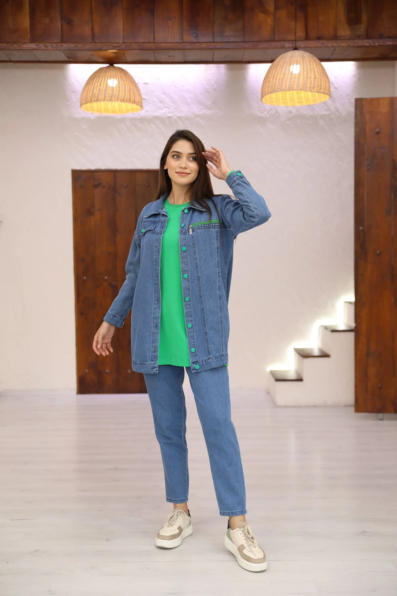 KOT ÜÇLÜ TAKIM FERMUAR DETAY 