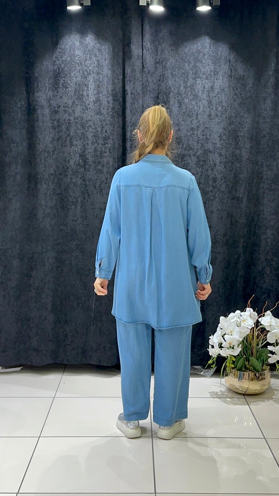 KOT TENSEL TAŞ DETAY TUNİK PANTOLON TAKIM