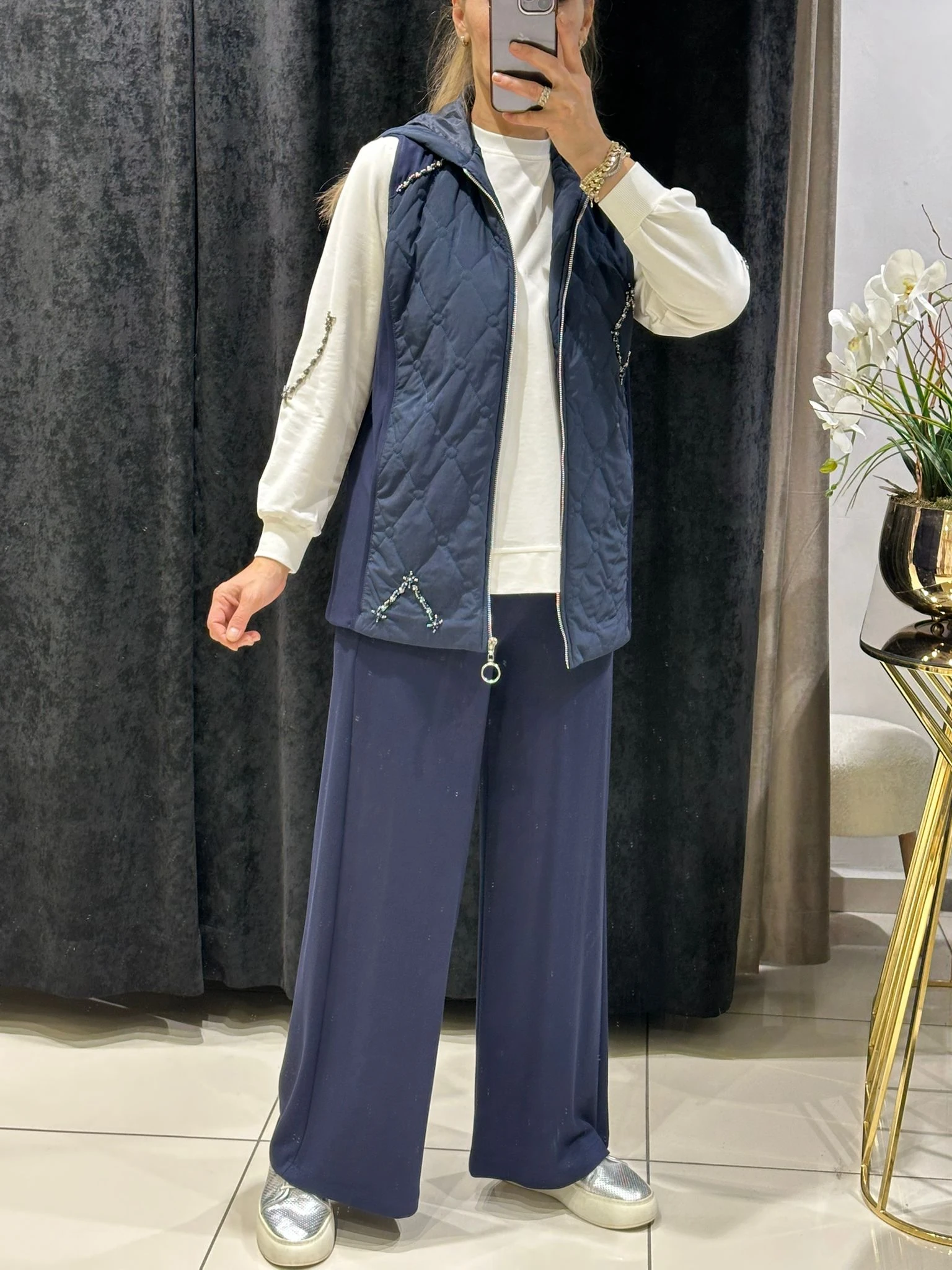 İTHAL KUMAŞ KAPİTONE GARNİ YELEKLİ ÜLÜ TAKIM