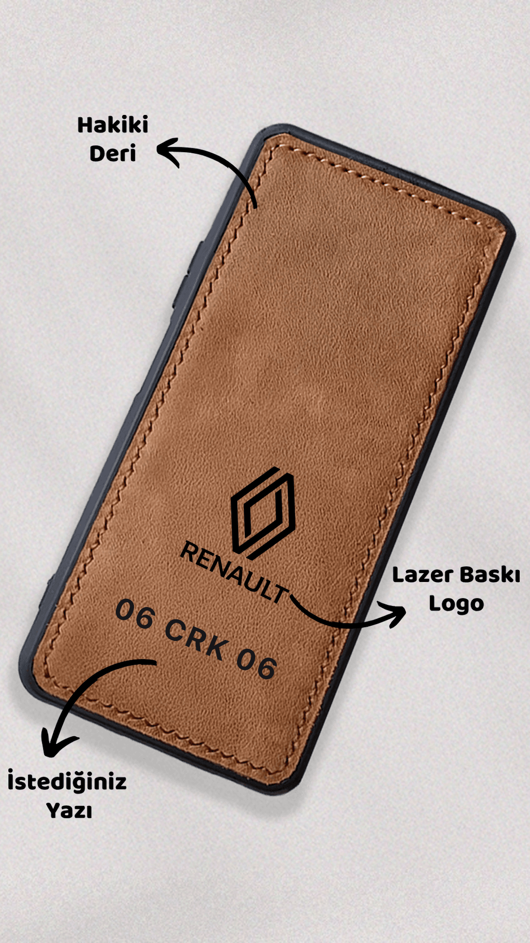 Renault Logo Baskılı Deri Telefon Kılıfı