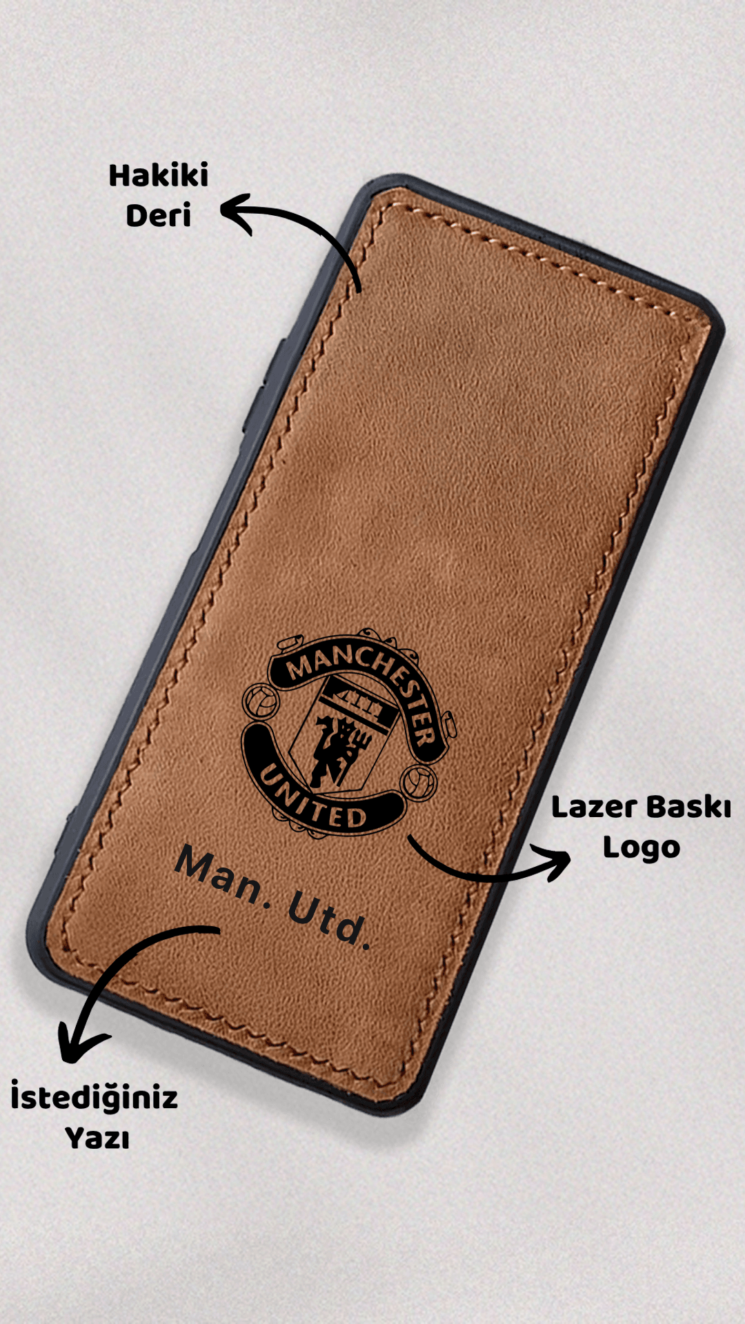 Manchester United Logo Baskı Deri Telefon Kılıfı