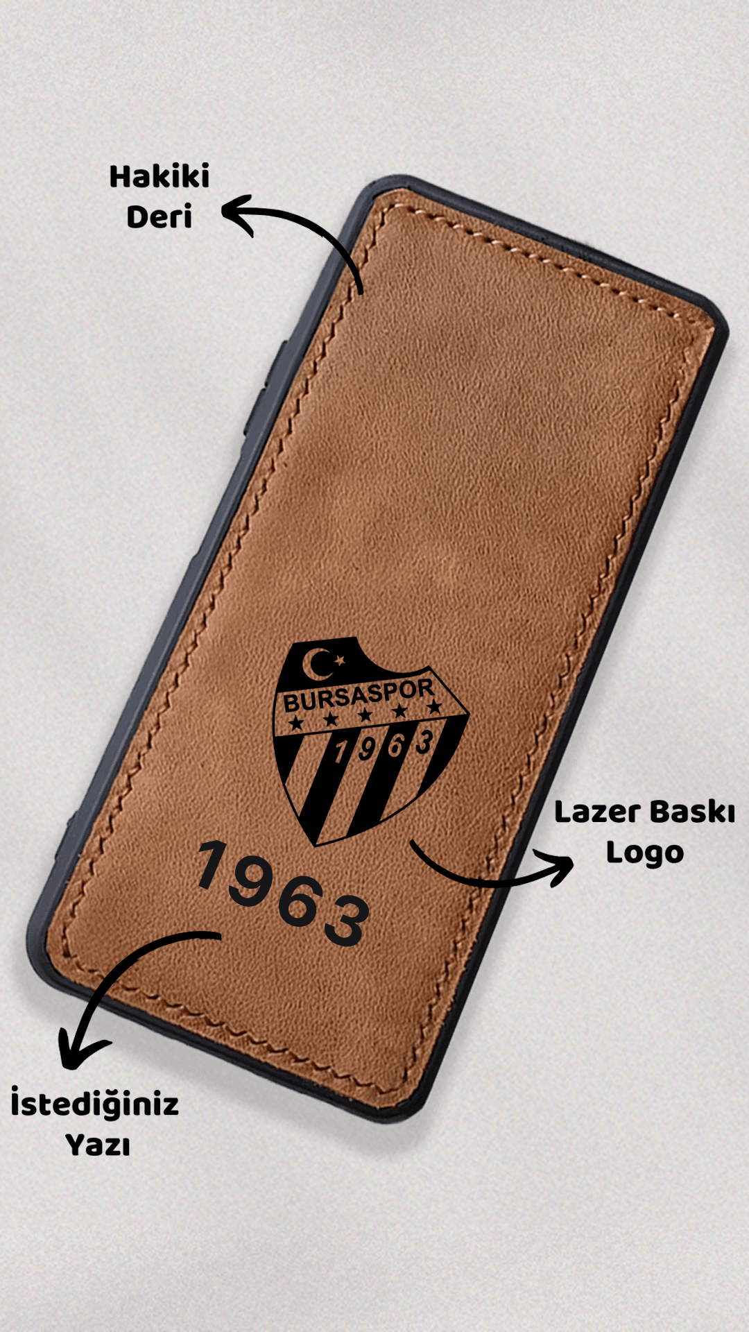 Bursaspor Logo Baskı Deri Telefon Kılıfı