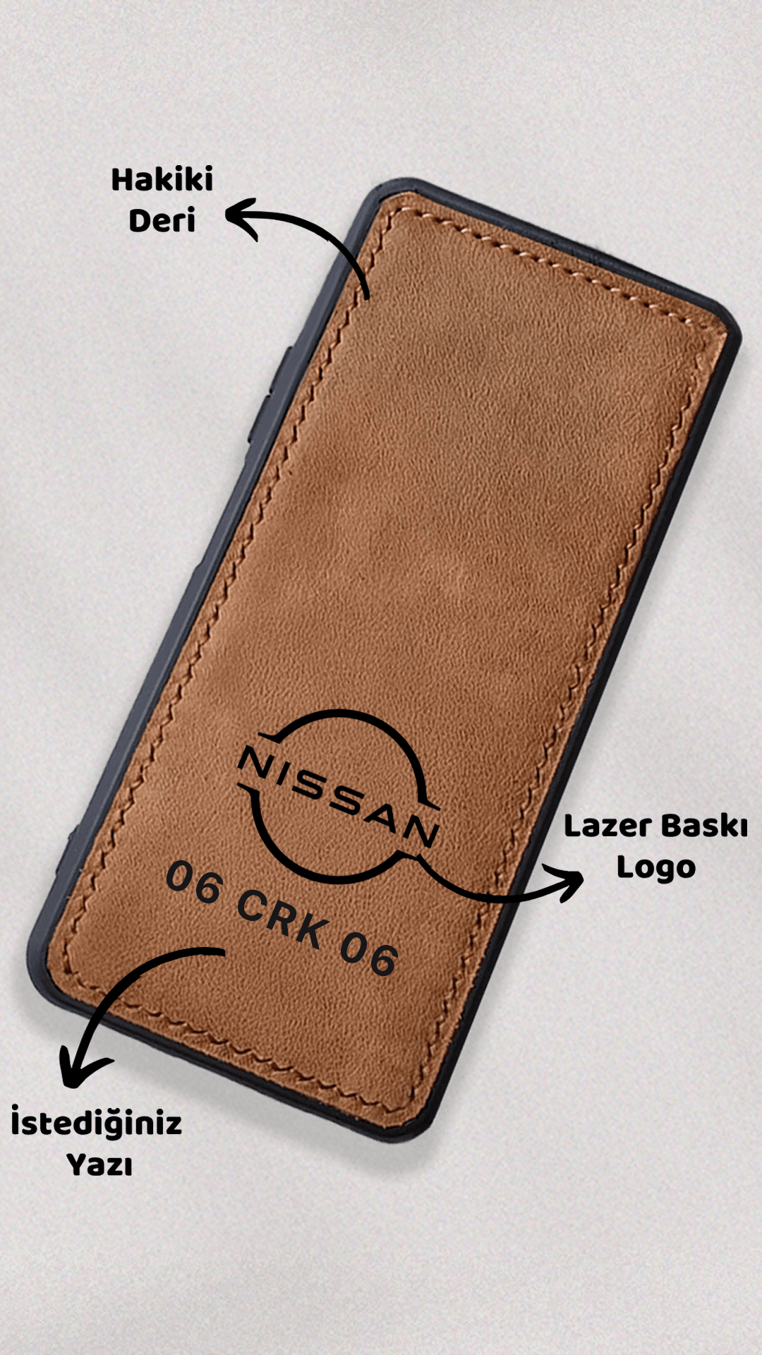 Nissan Logo Baskılı Deri Telefon Kılıfı