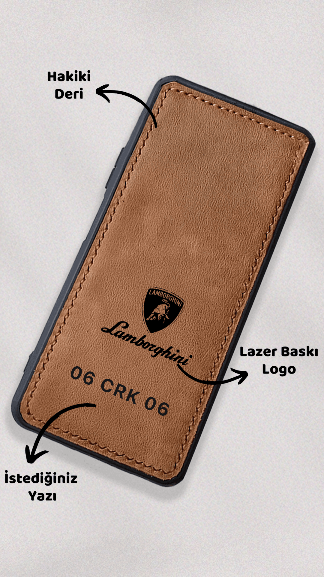 Lamborghini Logo Baskılı Deri Telefon Kılıfı