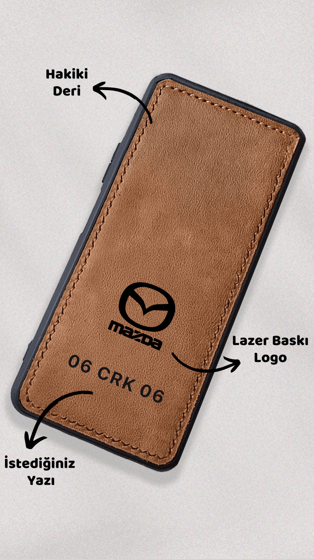 Mazda Logo Baskılı Deri Telefon Kılıfı