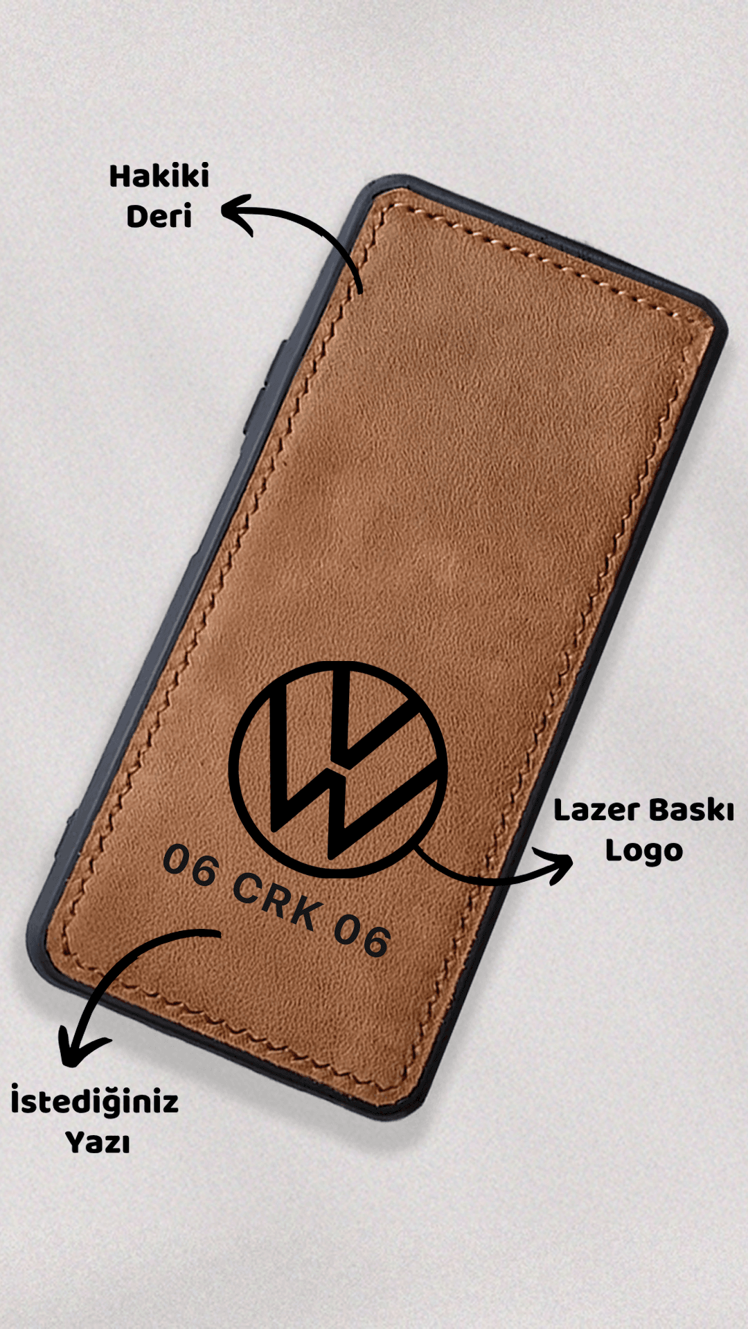 Volkswagen Logo Baskılı Deri Telefon Kılıfı