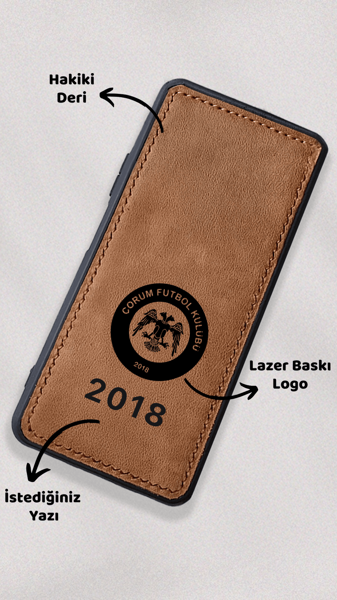 Çorumspor Logo Baskı Deri Telefon Kılıfı
