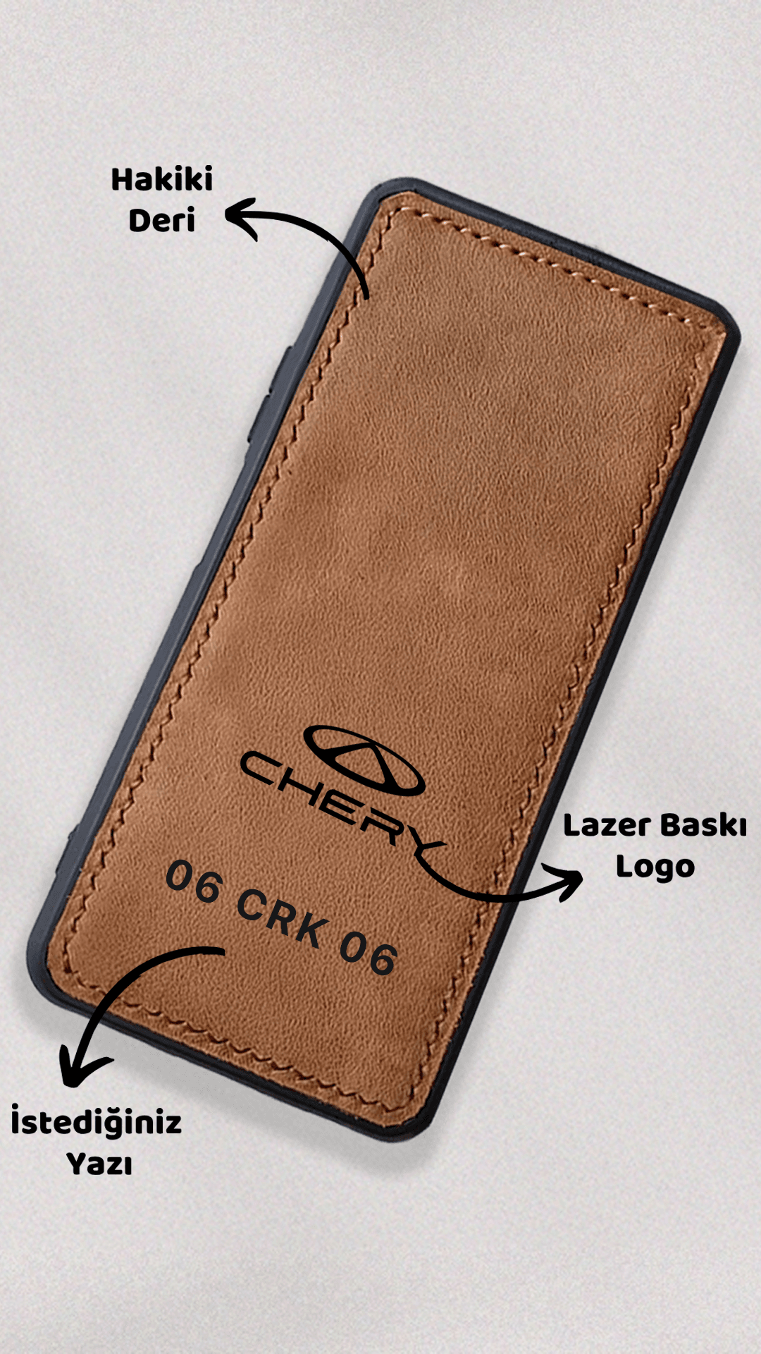 Chery Logo Baskılı Deri Telefon Kılıfı