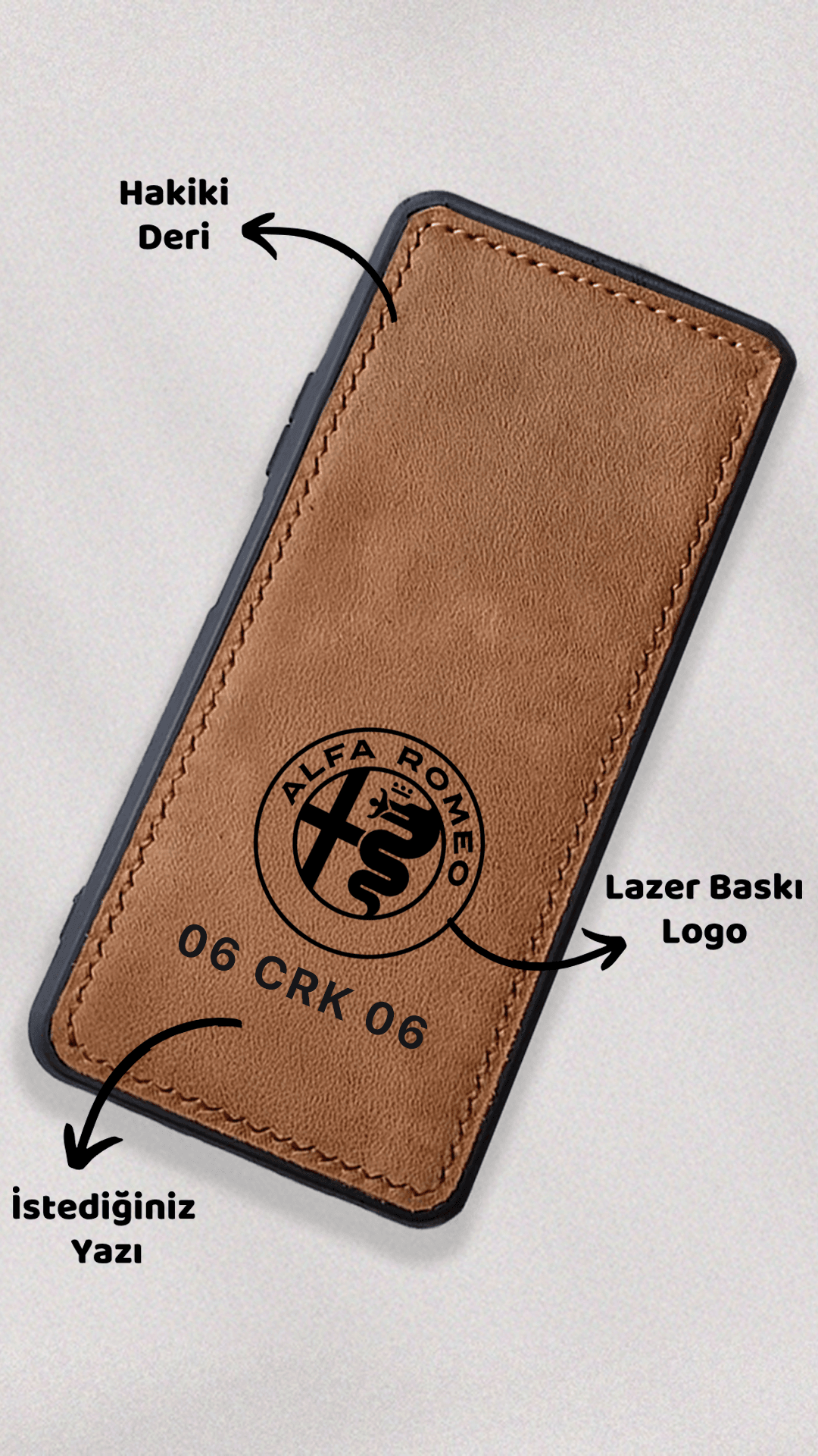 Alfa Romeo Logo Baskılı Deri Telefon Kılıfı