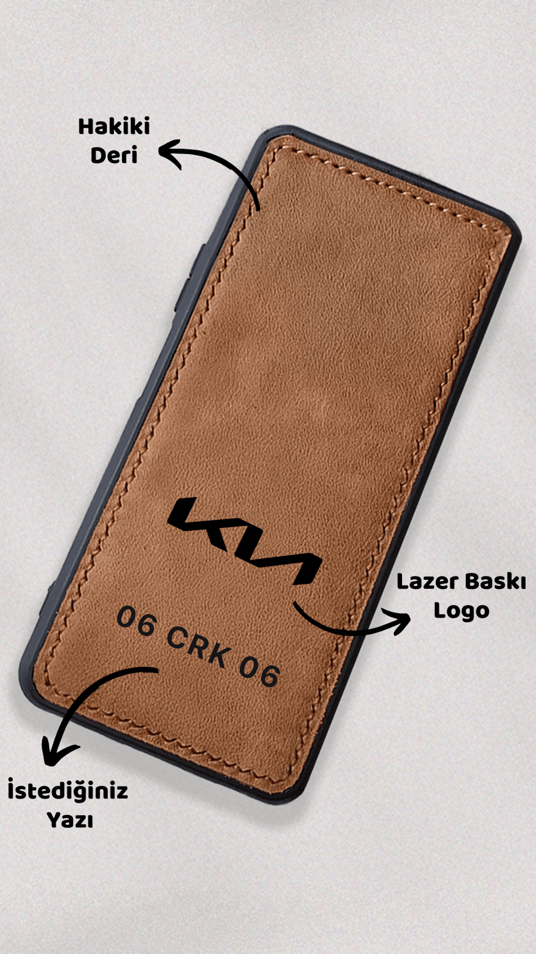 Kia Logo Baskılı Deri Telefon Kılıfı