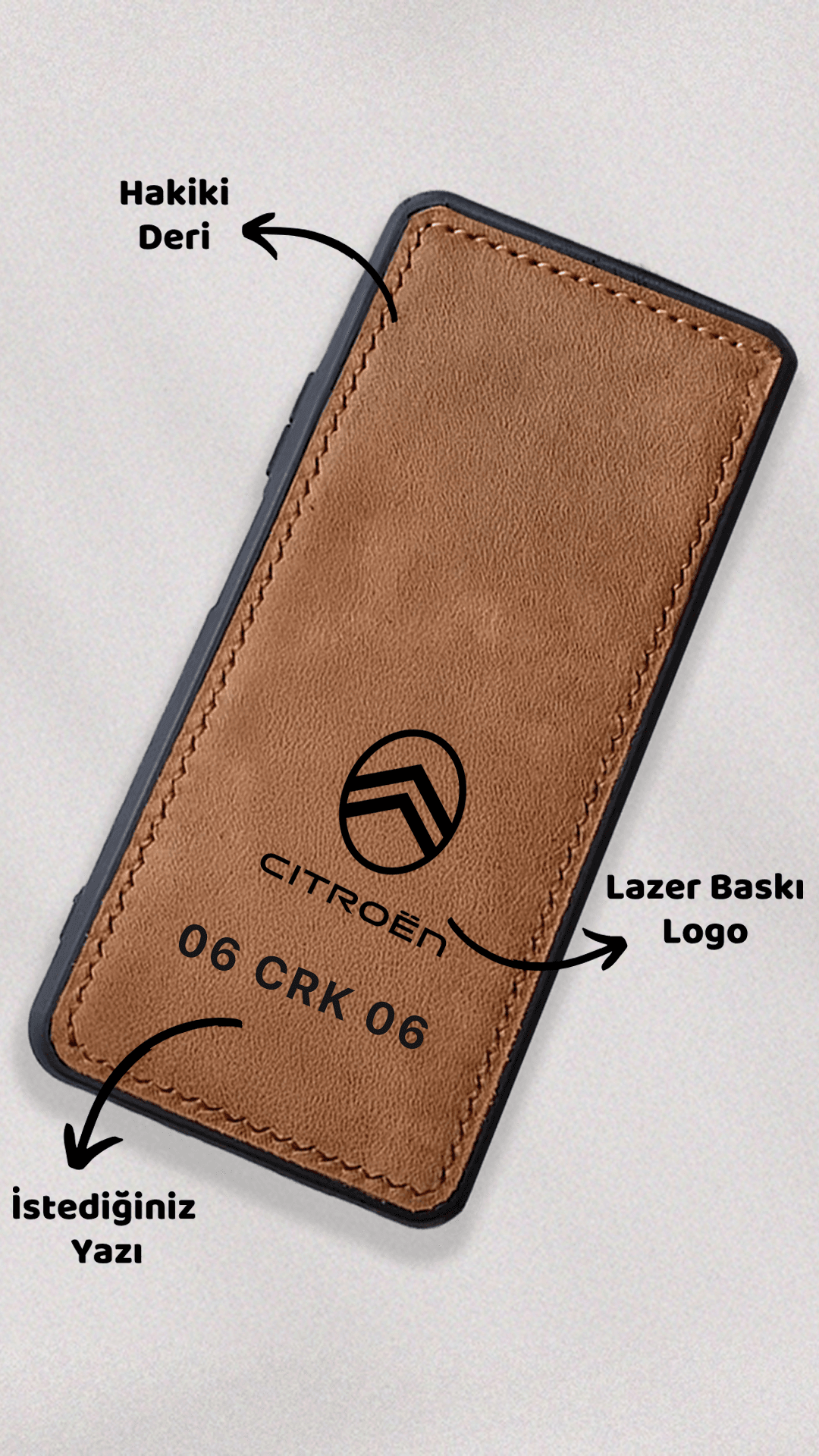 Ctiroen Logo Baskılı Deri Telefon Kılıfı