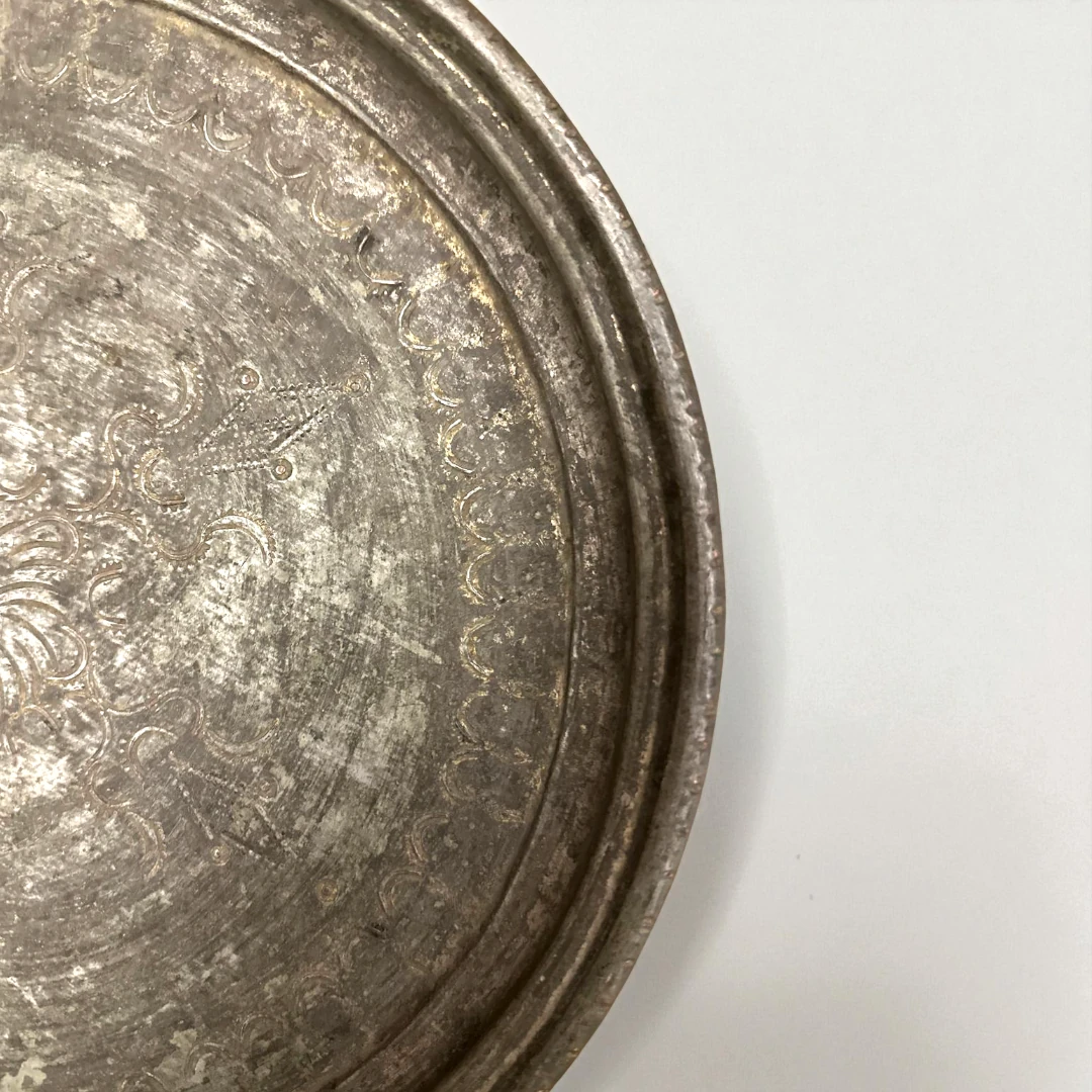 Motifli Antika Pirinç Tepsi