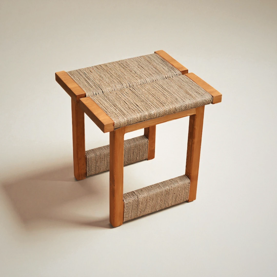 Picea Hasır Örgülü Ahşap Sehpa