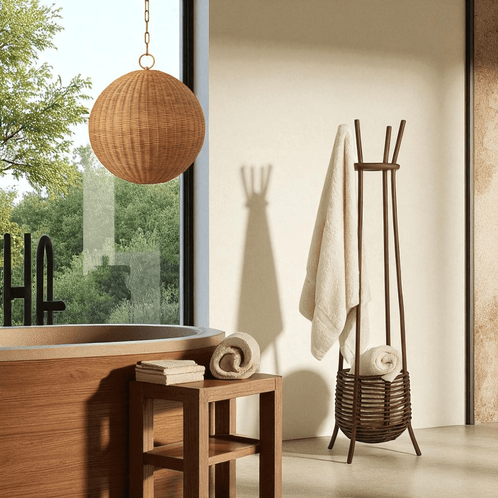Chunk Sepetli Rattan Askılık