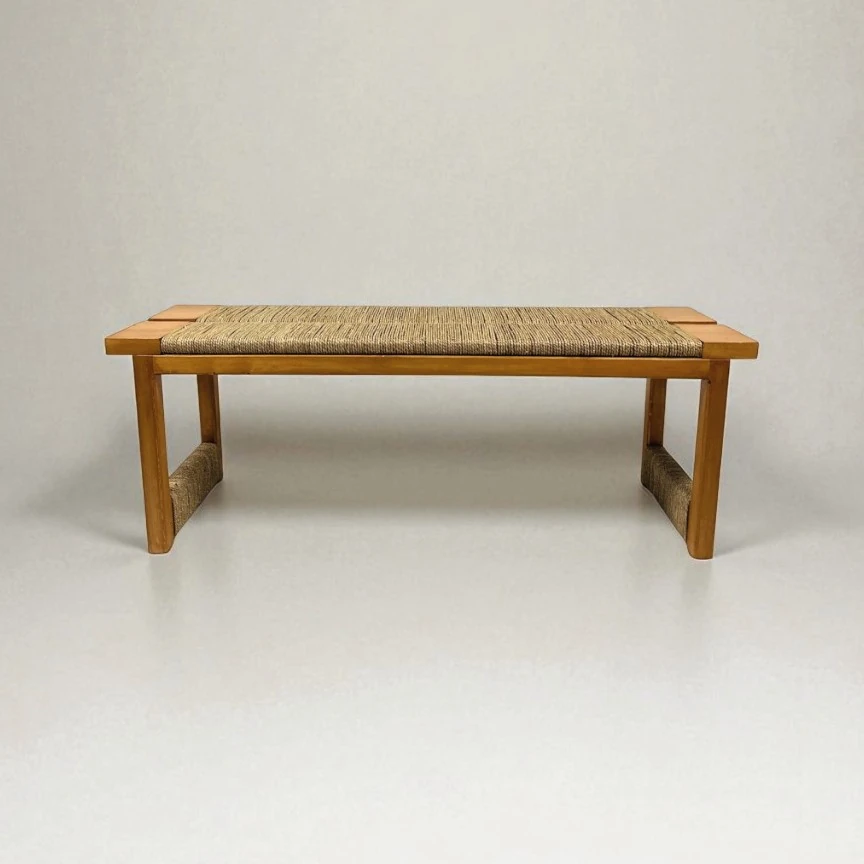 Picea Hasır Örgülü Ahşap Bank