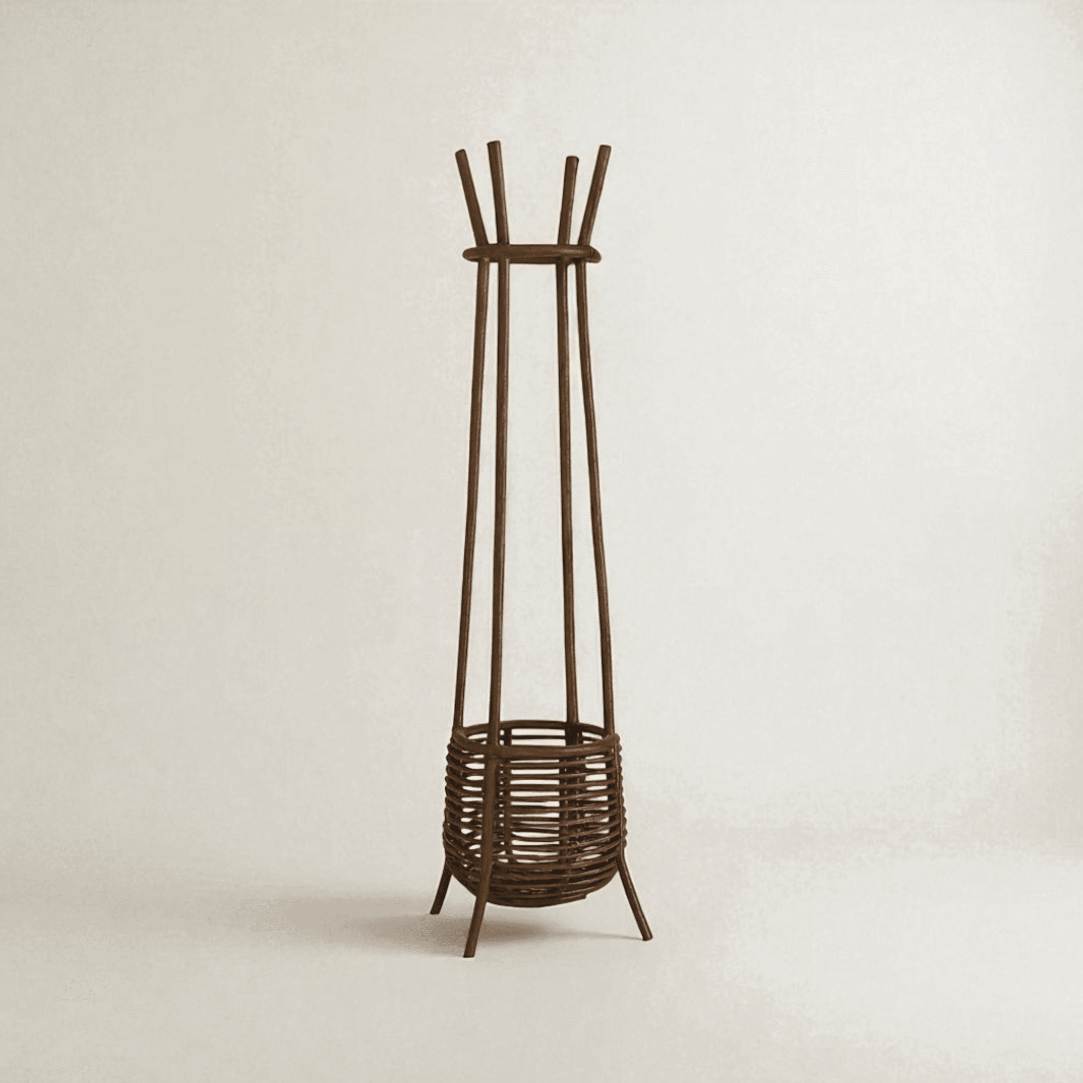 Chunk Sepetli Rattan Askılık - Koyu Kestane
