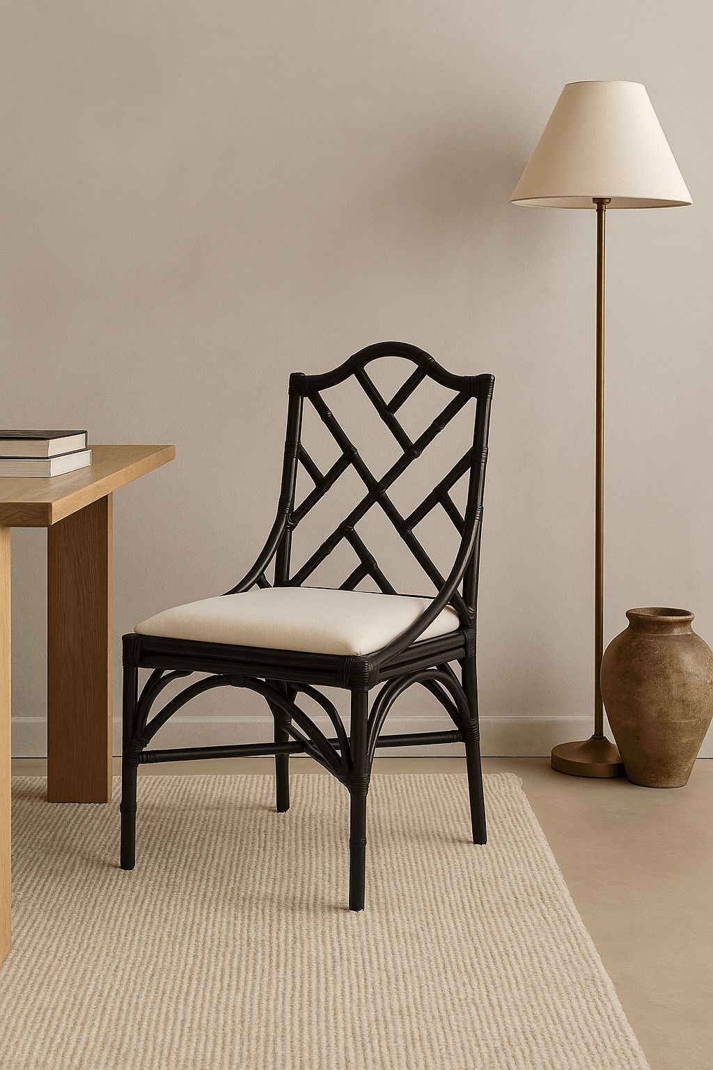 Flore Rattan Sandalye - Siyah
