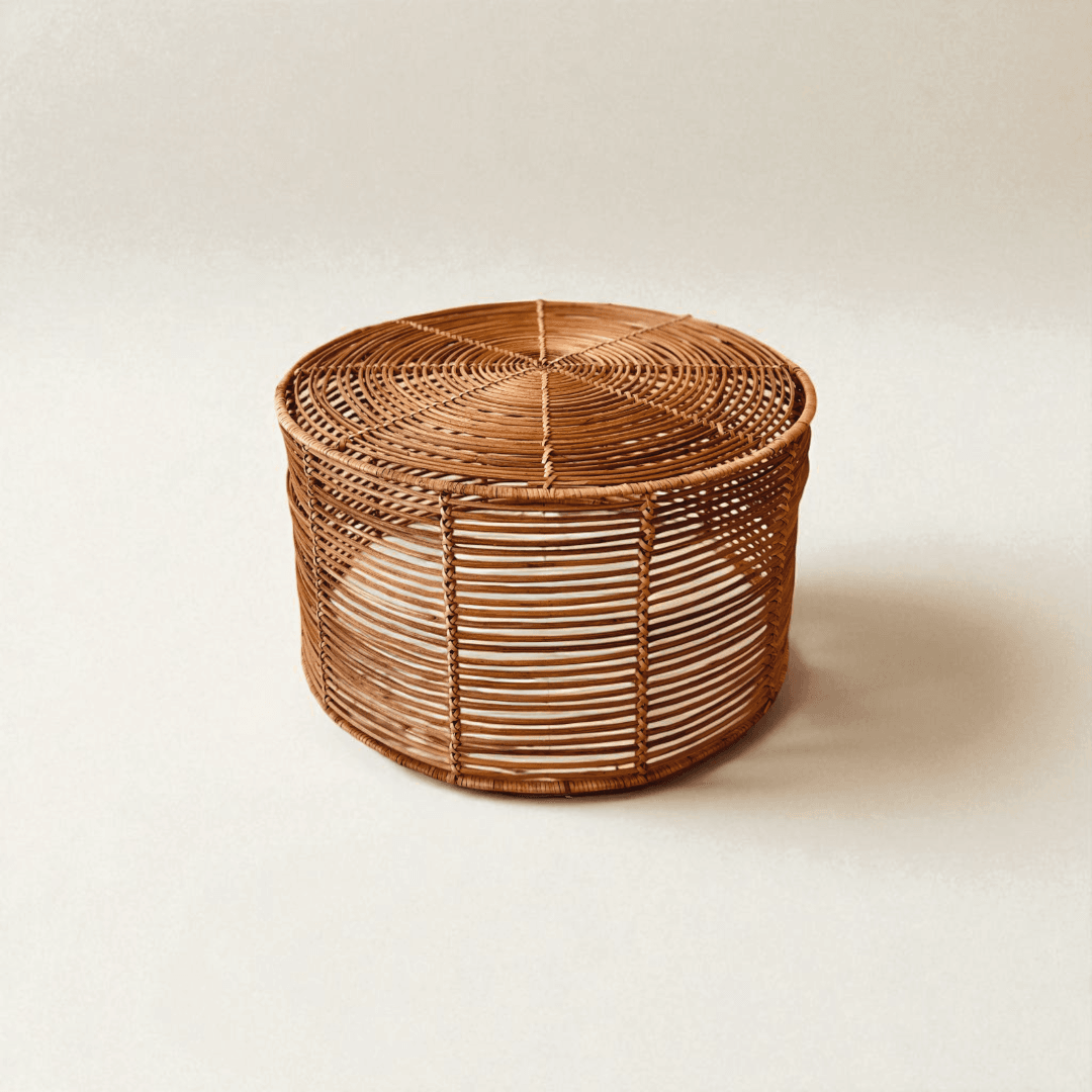 Folk Yuvarlak Rattan Sehpa - 48 Cm