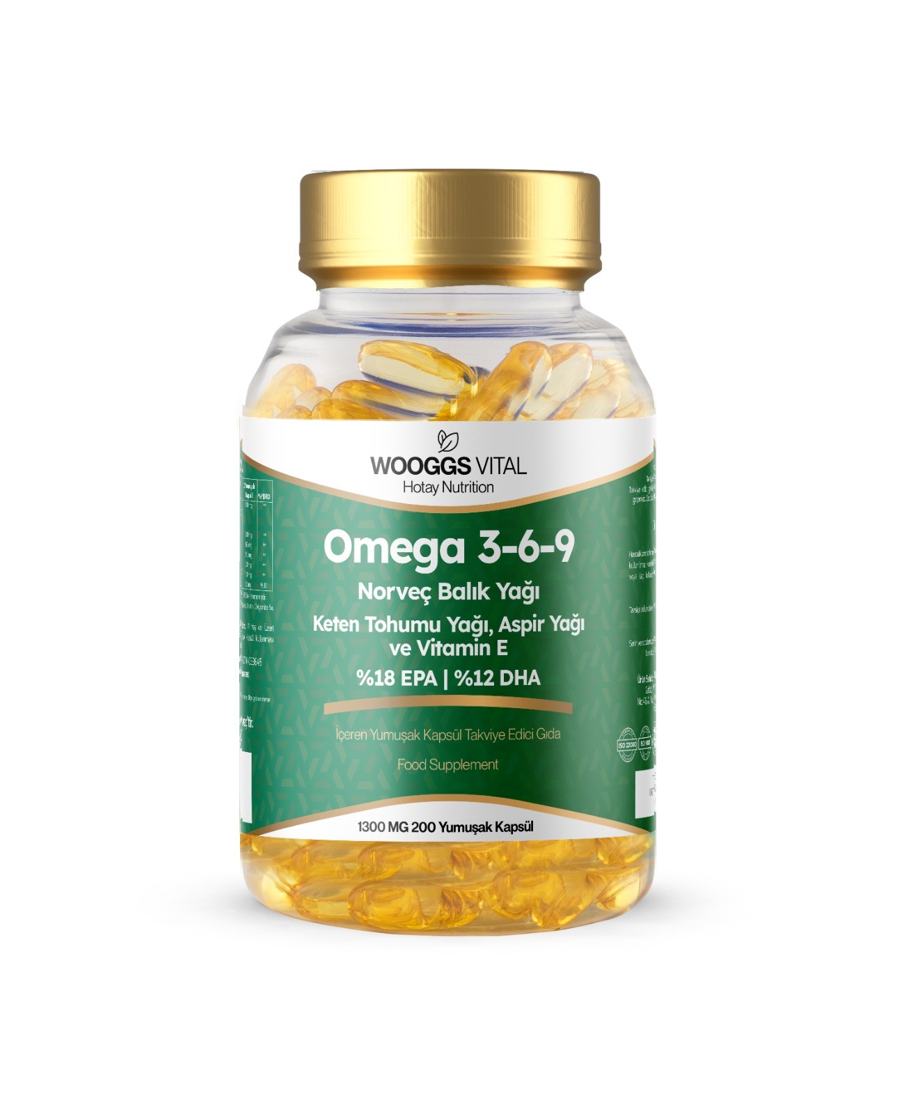 Wooggs Vital Omega 3,6,9 Norveç Balık Yağı, Keten Tohumu Yağı, Aspir Yağı ve Vitamin E İçeren Takviye Edici Gıda