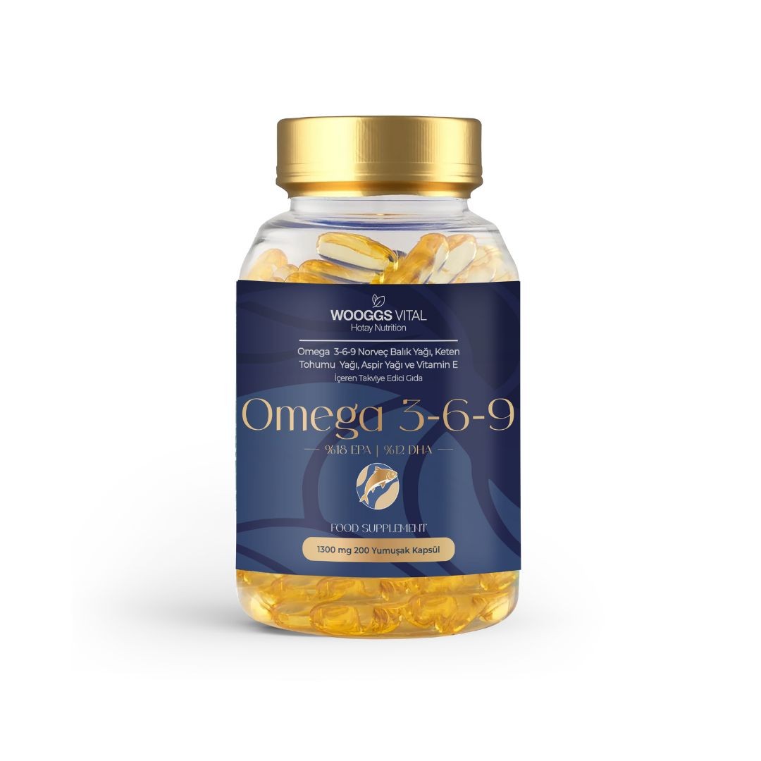 Wooggs Vital Omega 3,6,9 Norwegian Fish Oil, Flaxseed Oil, Safflower Oil and Vitamin E Containing Supplementary Food