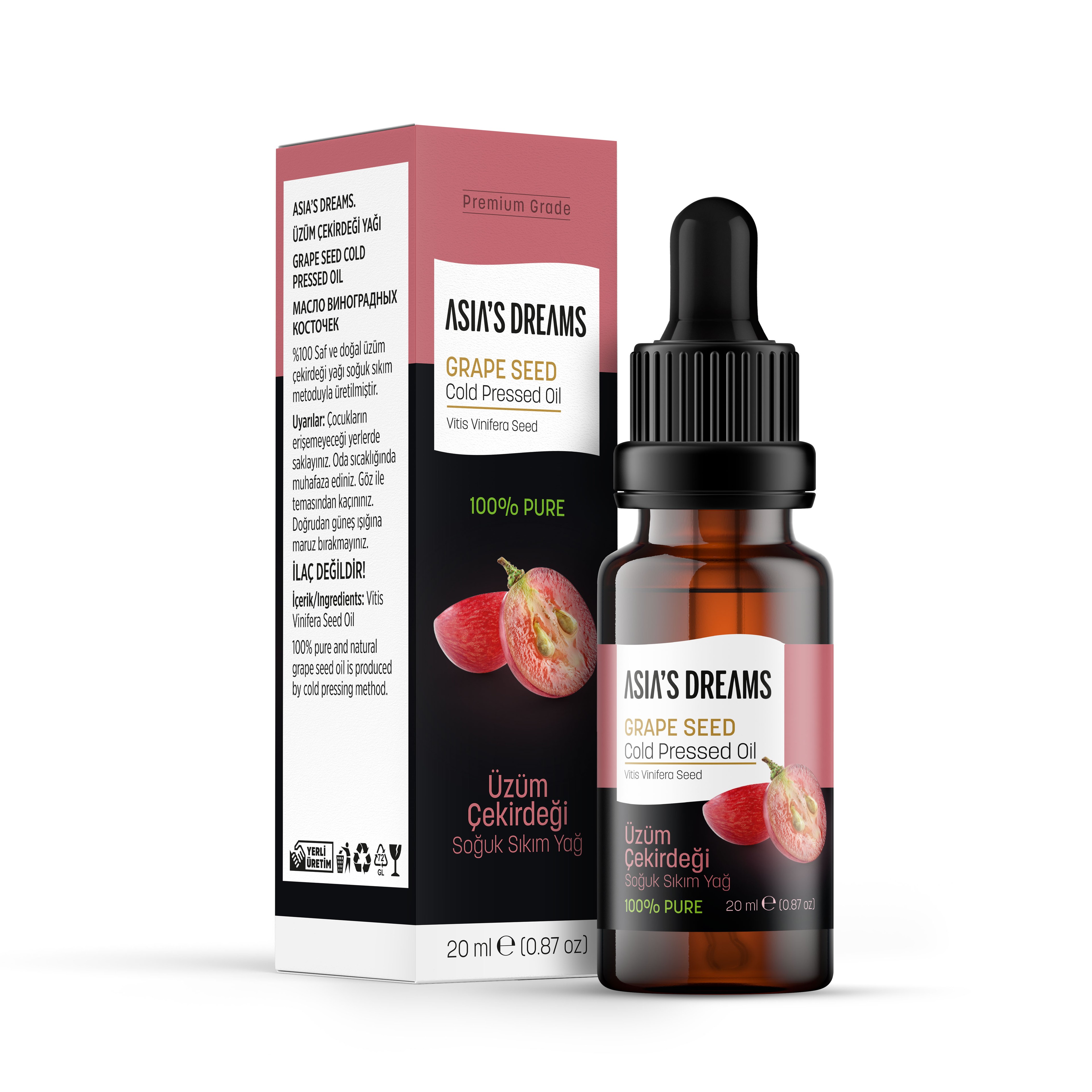 Asia's Dreams Üzüm Çekirdeği Soğuk Sıkım Yağ 20ml