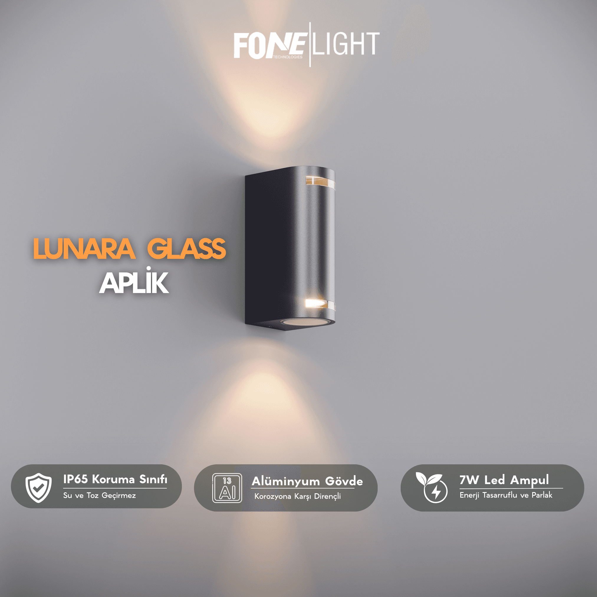 FoneLight Lunara 2'li Paket Alüminyum Duvar Aplik