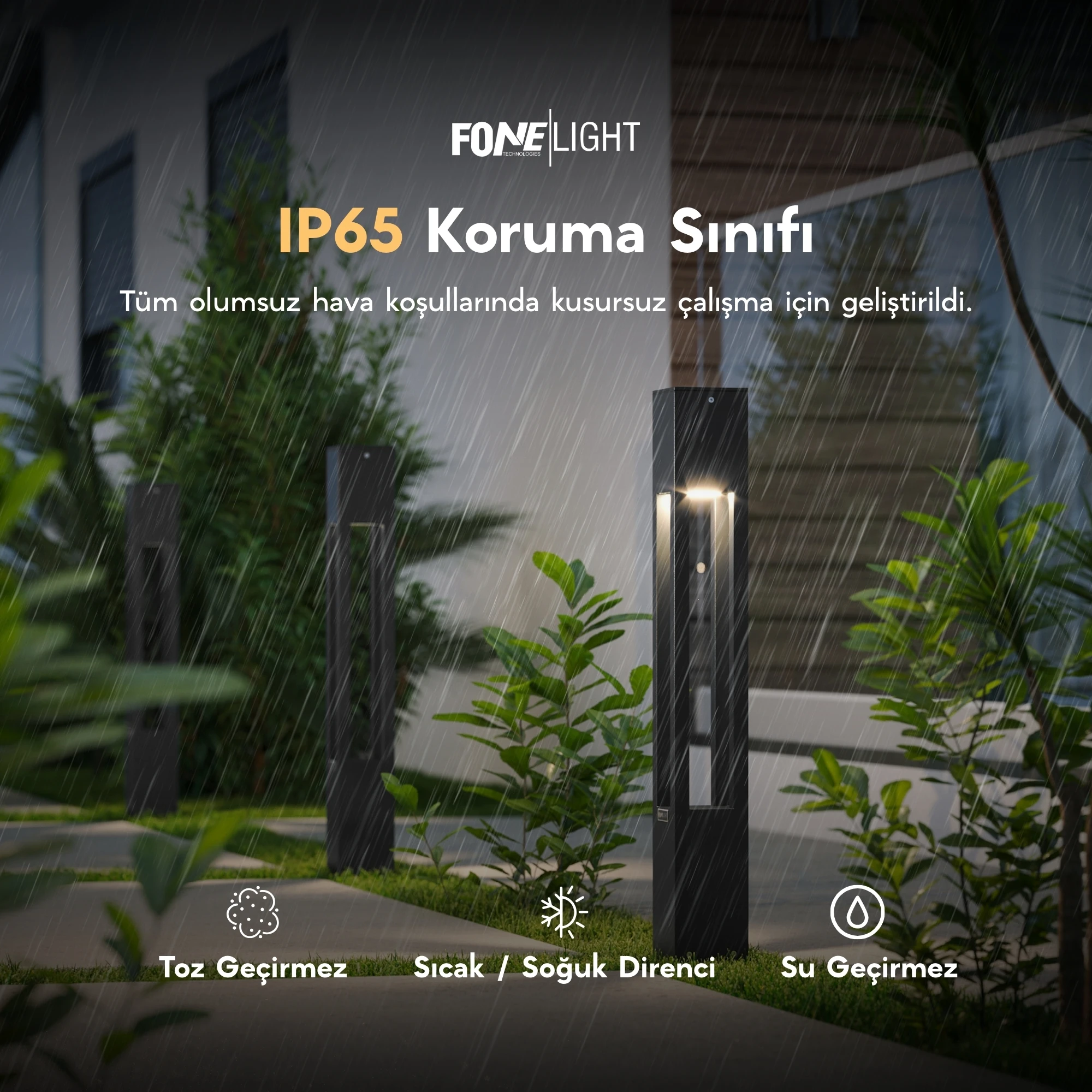 FoneLight Aka Alüminyum Bollard LED Bahçe Aydınlatması