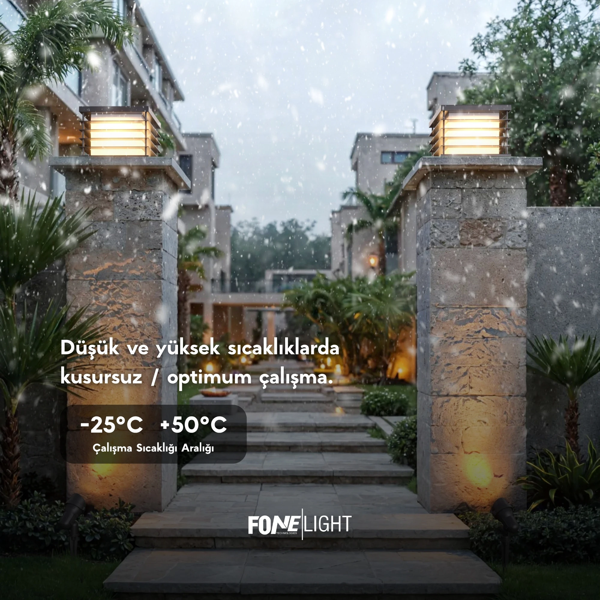 FoneLight Postila Set Üstü Alüminyum Bahçe Duvar Aydınlatma - 240x240x210 mm