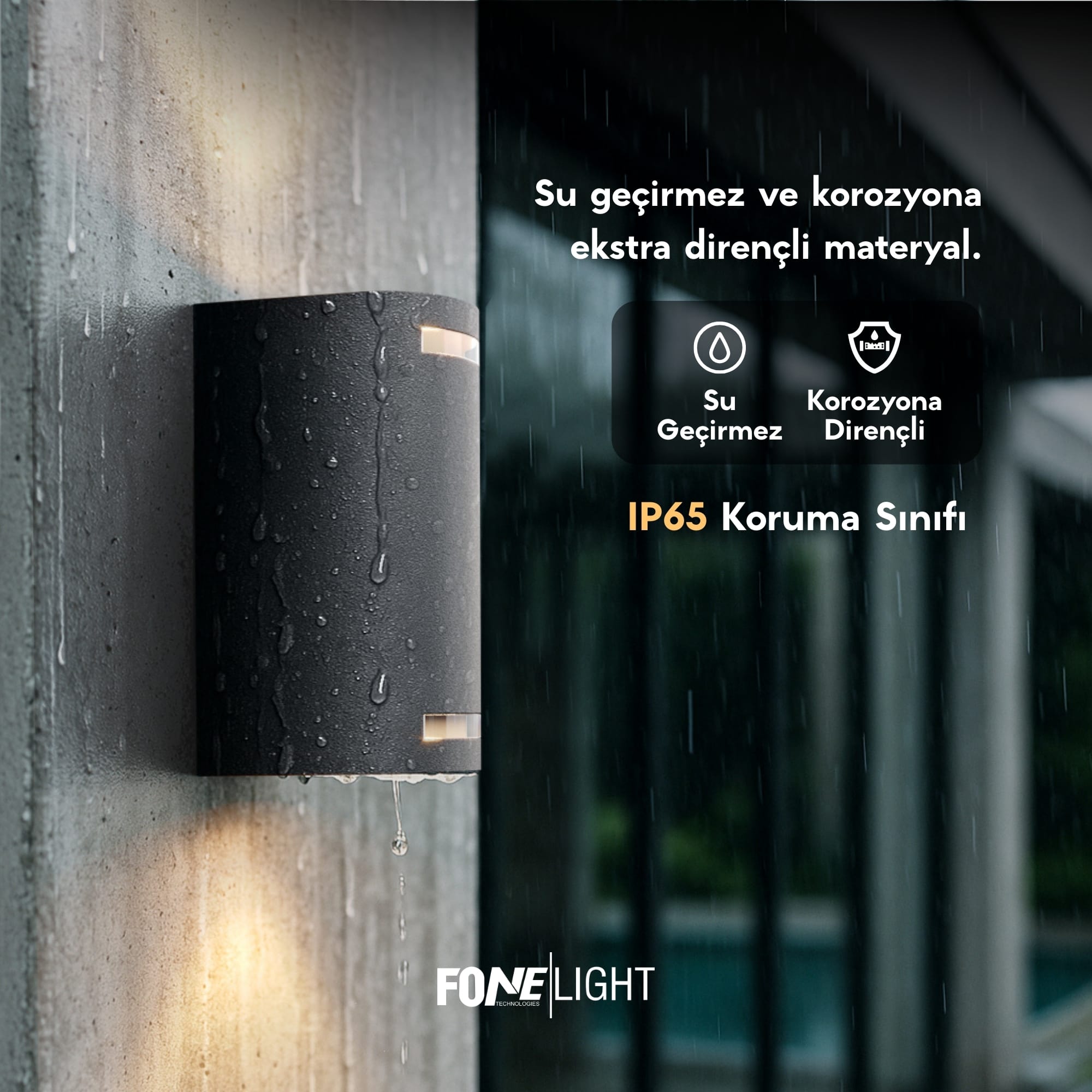 FoneLight Lunara Glass Alüminyum Modern LED İç Mekan / Dış Mekan Duvar Apliği