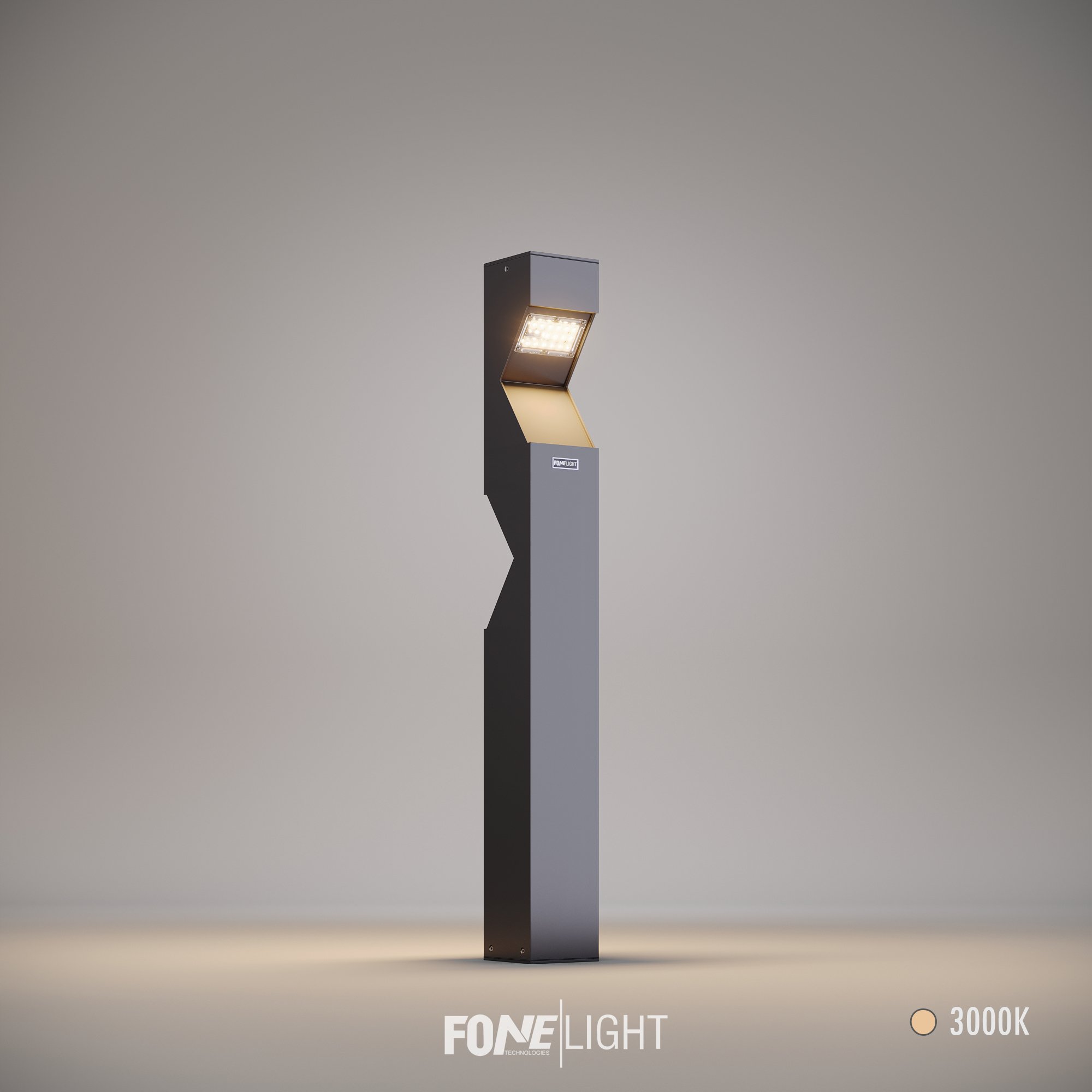 FoneLight Dualluz Modern Alüminyum Bahçe Aydınlatma Bollard - 120x120x1000