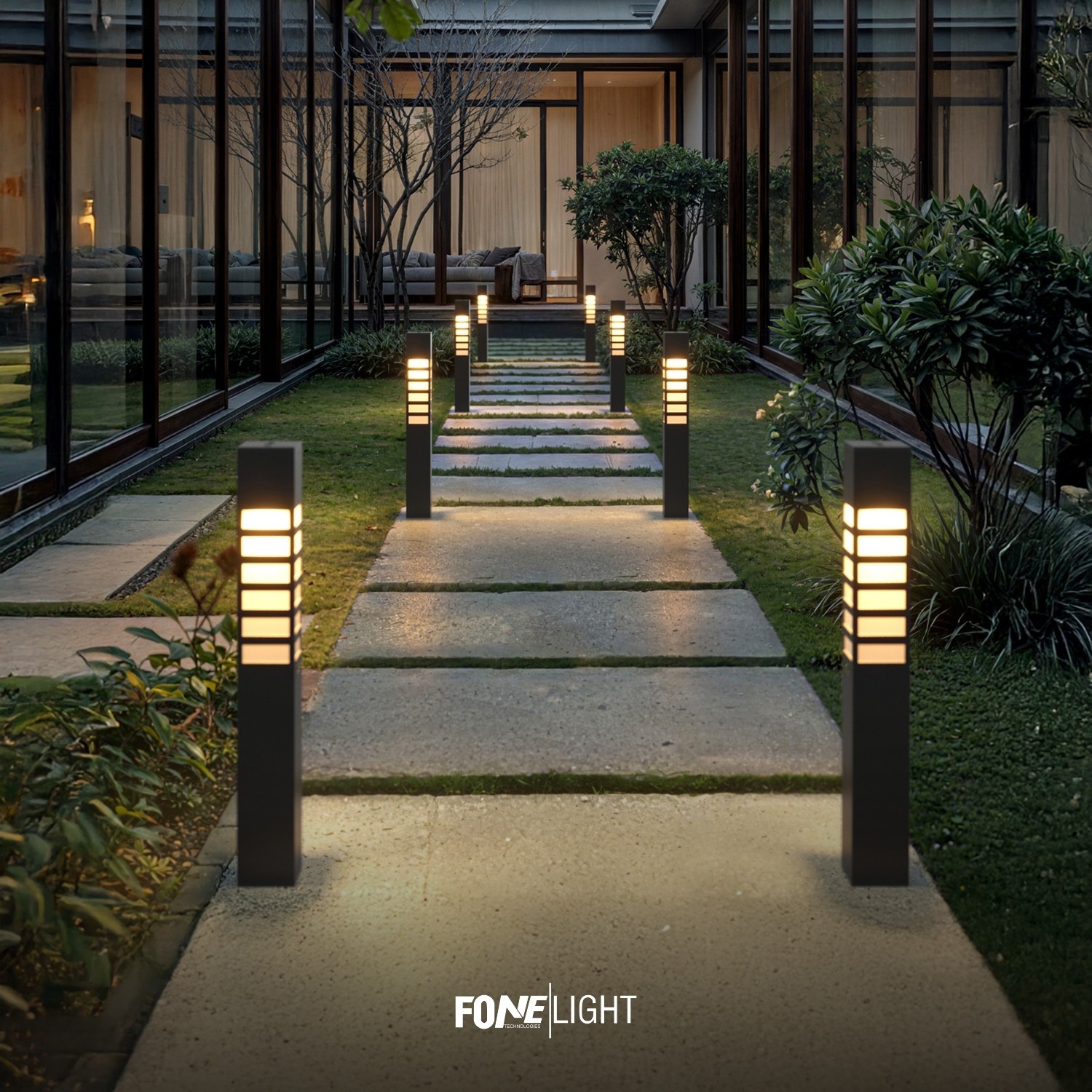 FoneLight Vilorita Alüminyum Modern Bahçe Peyzaj Yol Bollard Aydınlatma