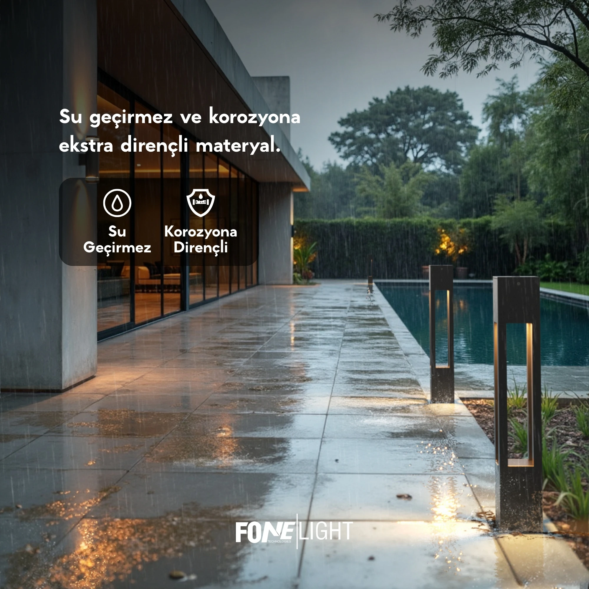 FoneLight Aka Alüminyum Bollard LED Bahçe Aydınlatması