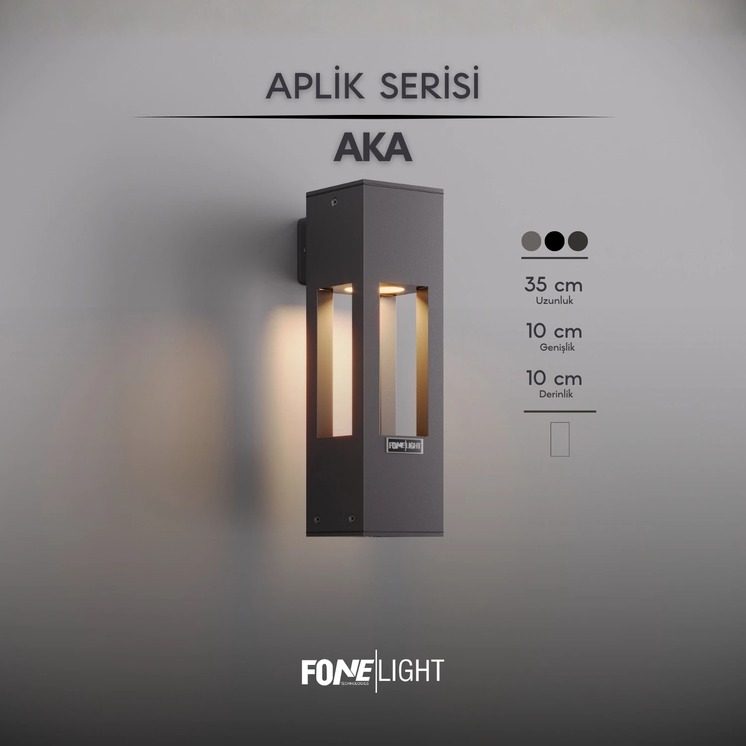 FoneLight Aka Alüminyum Dış Mekan Modern Bahçe Duvar Aplik