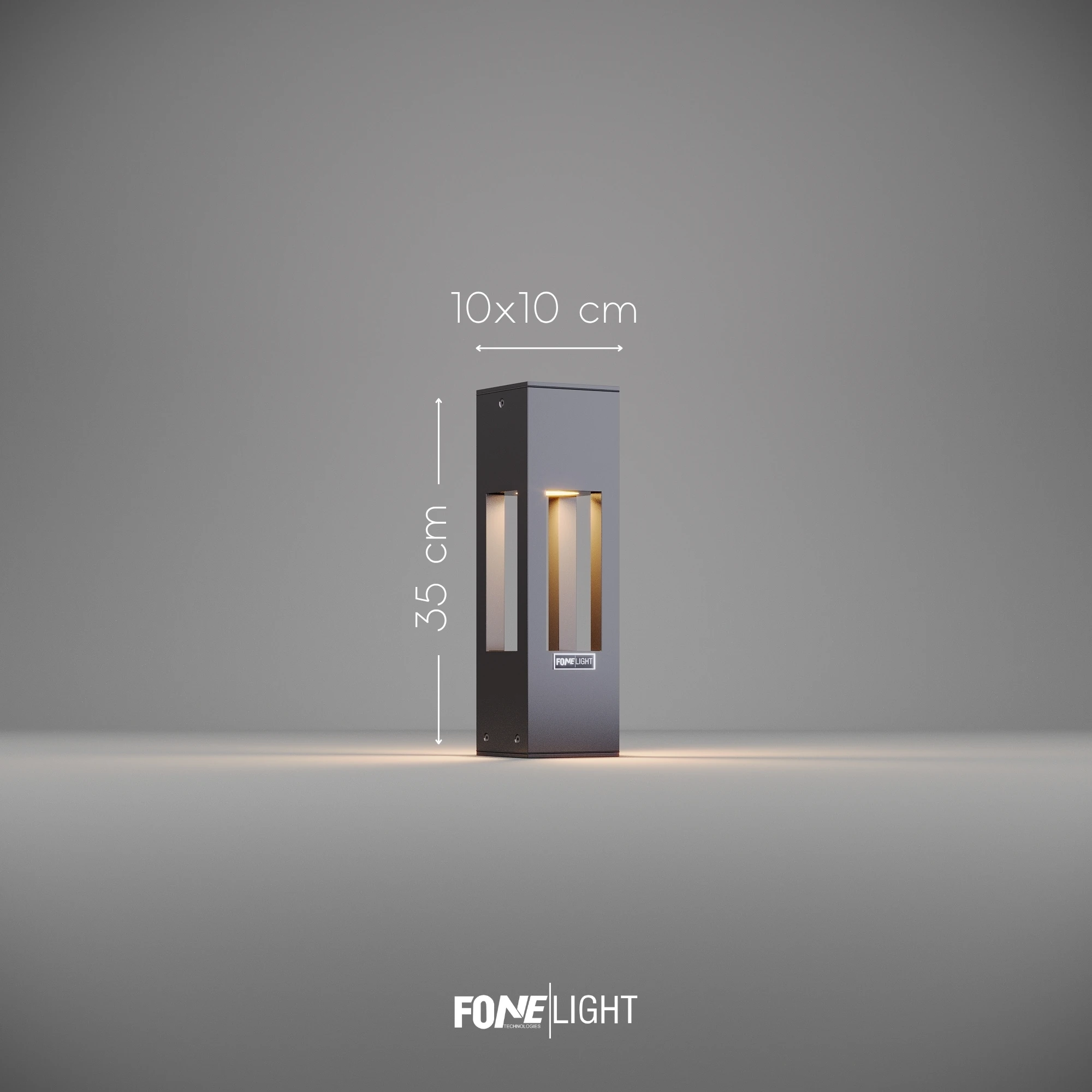 FoneLight Aka Alüminyum Bollard LED Bahçe Aydınlatması - 100x100x350 mm