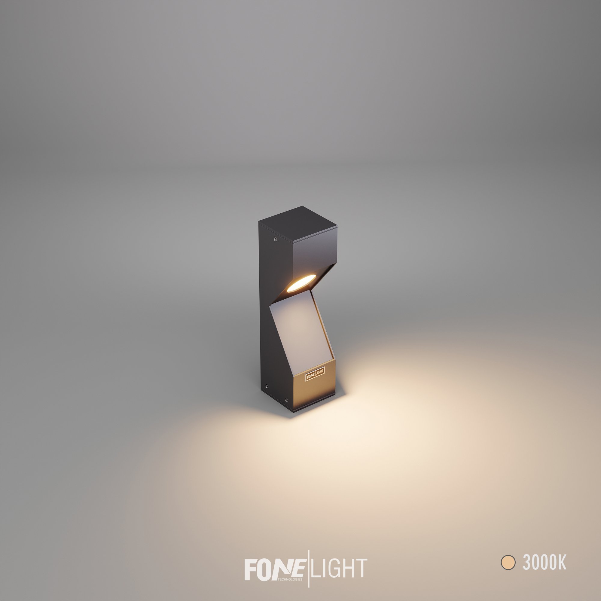 FoneLight Dualluz Modern Alüminyum Bahçe Aydınlatma Bollard - 100x100x350 mm