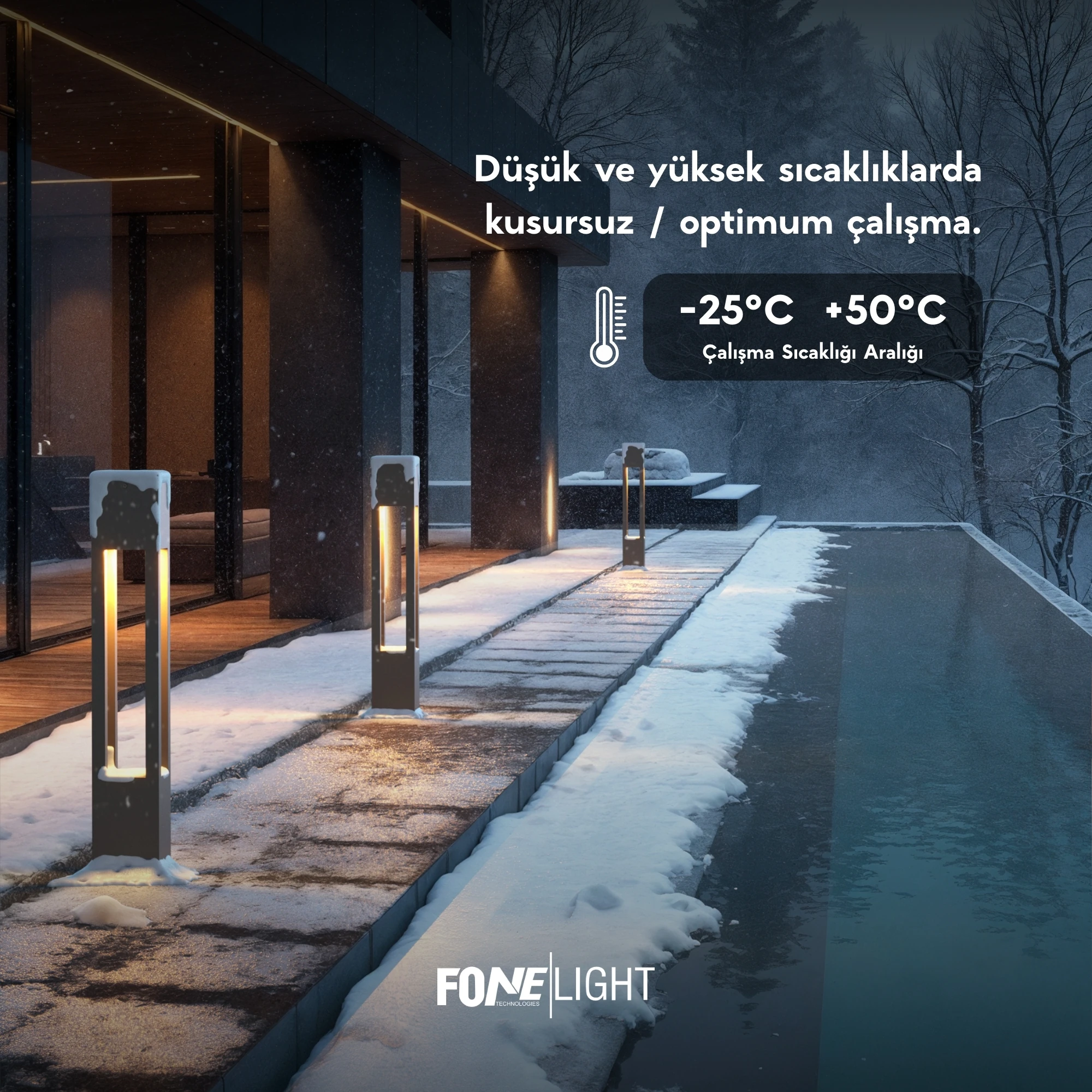 FoneLight Aka Alüminyum Bollard LED Bahçe Aydınlatması