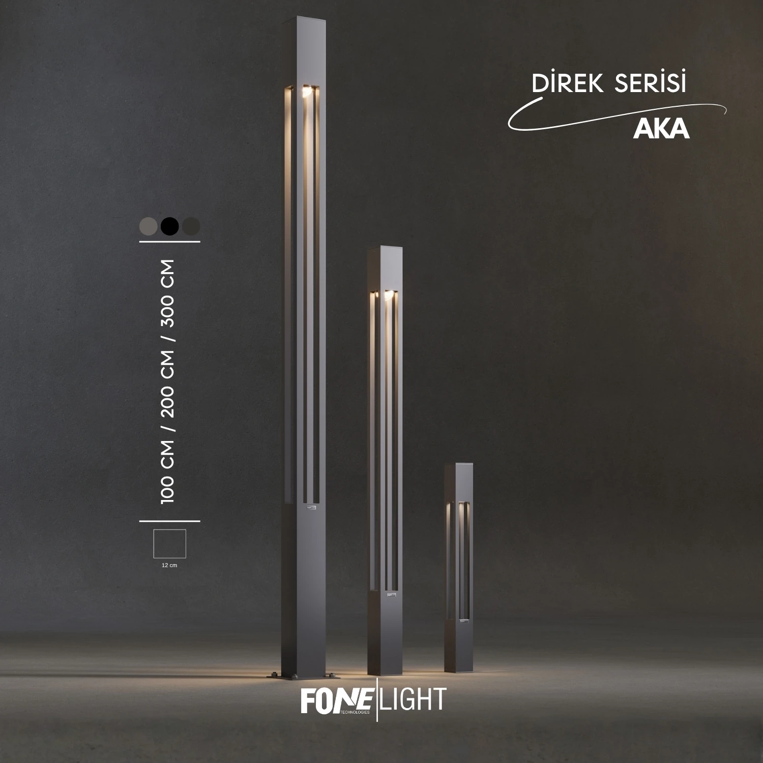 FoneLight Aka Dekoratif Aydınlatma Direği Alüminyum Park Bahçe Alan Aydınlatması