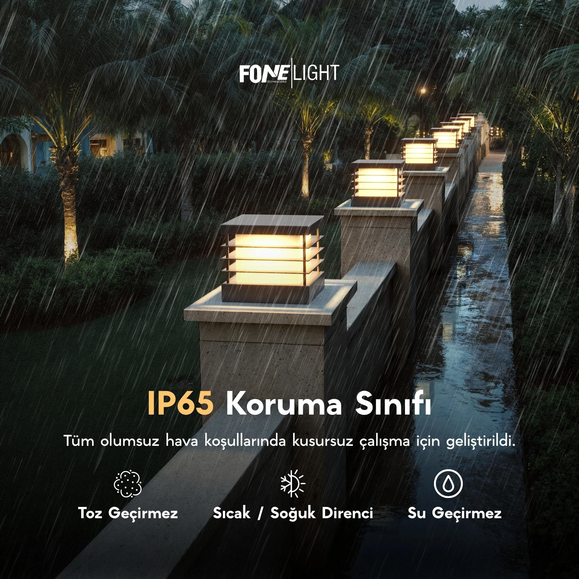 FoneLight Postila Set Üstü Alüminyum Bahçe Duvar Aydınlatma - 240x240x210 mm