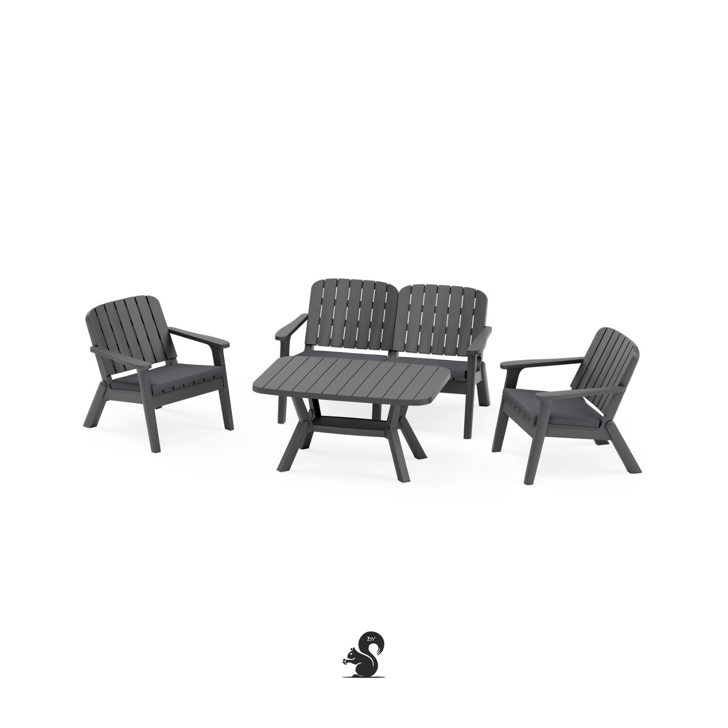 By Squirrel Silva Plastik Bahçe Balkon Mobilya Takımı - Antrasit / Duman