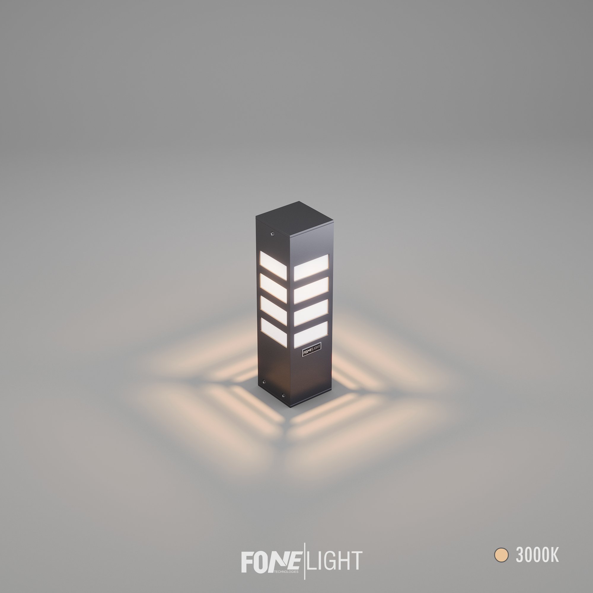 FoneLight Vilorita Alüminyum Modern Bahçe Peyzaj Yol Bollard Aydınlatma - 100x100x350 mm