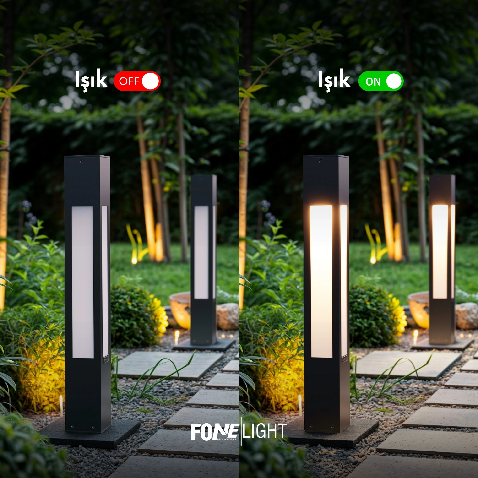 FoneLight Luxera Pleksili Modern Peyzaj Yürüyüş Yolu Bollard Aydınlatma