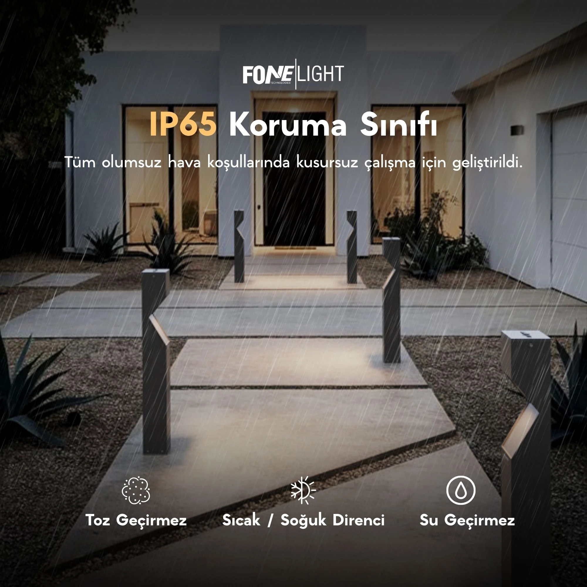 FoneLight Dualluz Modern Alüminyum Bahçe Aydınlatma Bollard