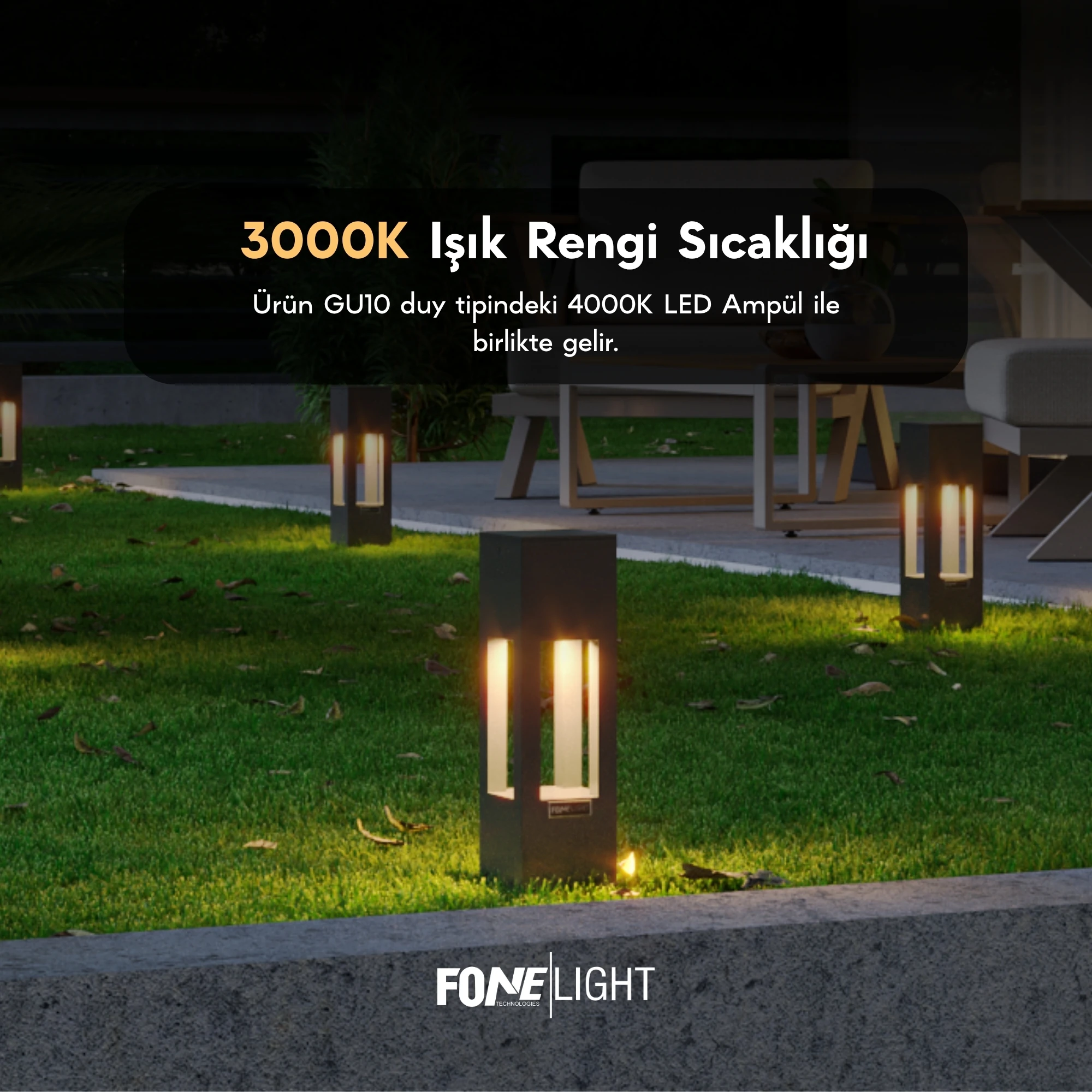 FoneLight Aka Bahçe Set Üstü Yol Aydınlatması