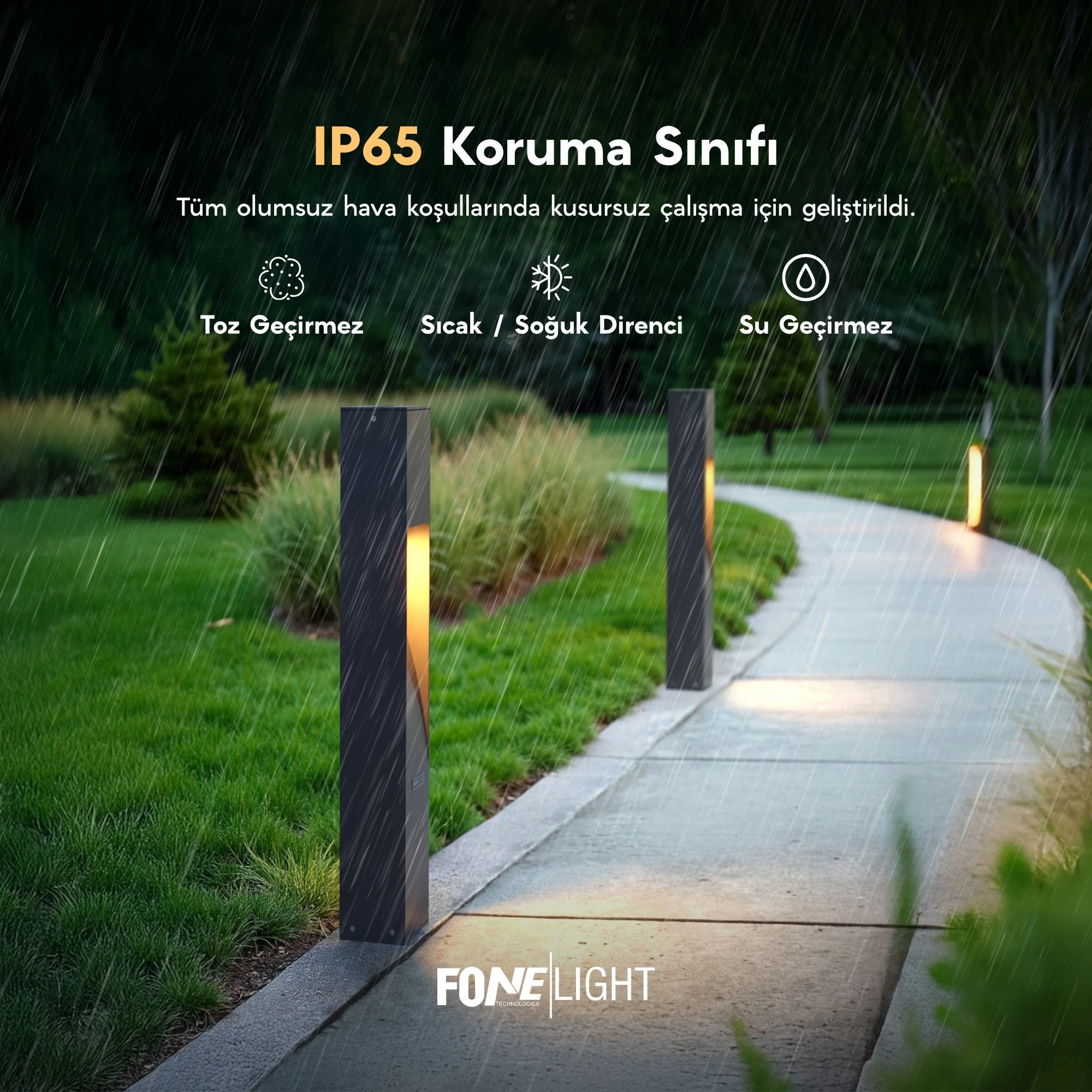 FoneLight Luzerra Alüminyum Bahçe Yürüyüş Yolu Aydınlatması Bollard Aydınlatma