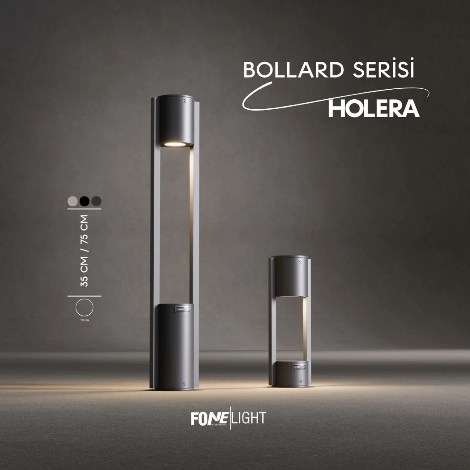 FoneLight Holera Alüminyum Bahçe Bollard Aydınlatma 