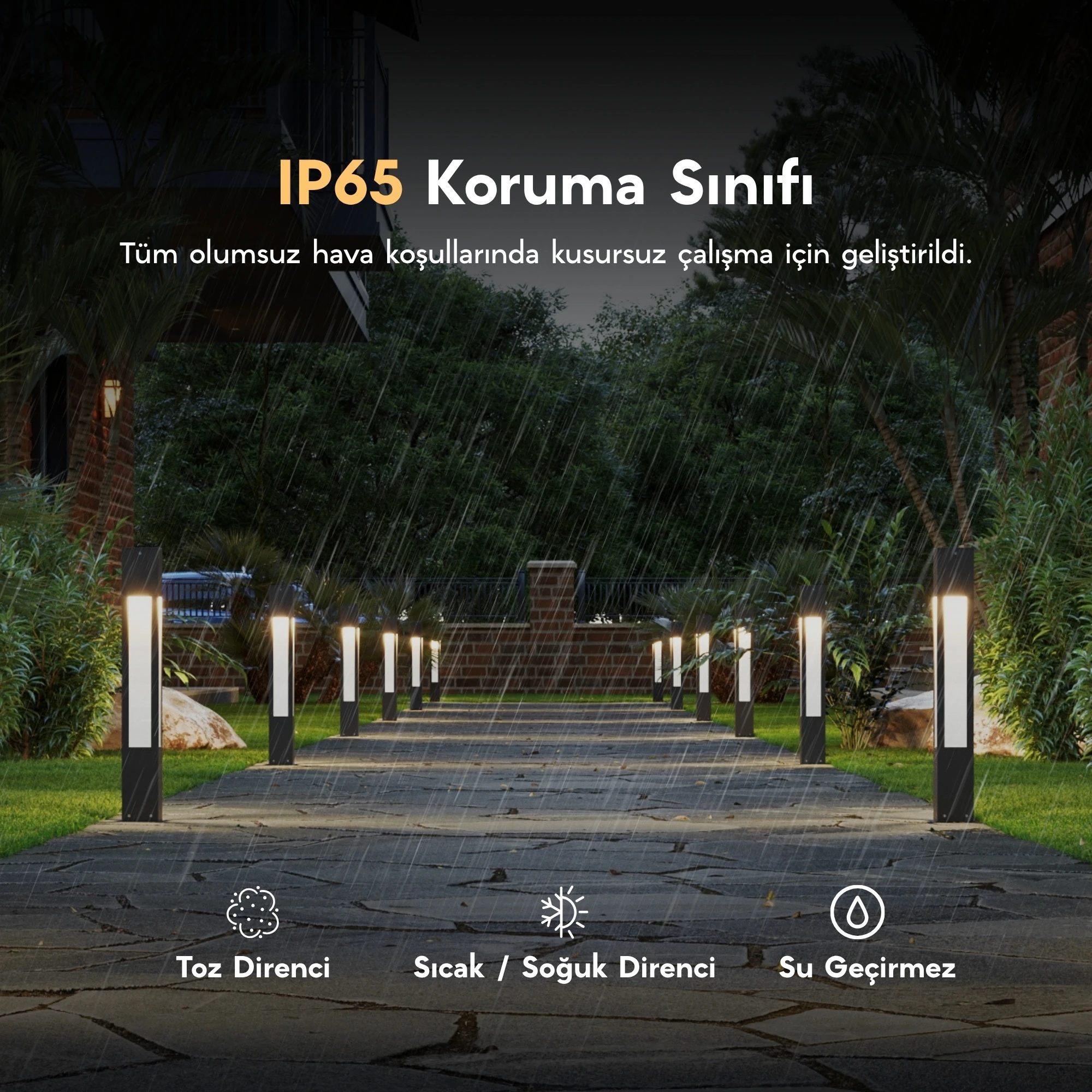 FoneLight Luxera Pleksili Modern Peyzaj Yürüyüş Yolu Bollard Aydınlatma