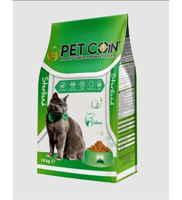 PETCOIN KISIRLAŞTIRILMIŞ KEDİ MAMASI (Somonlu) - 15 Kg