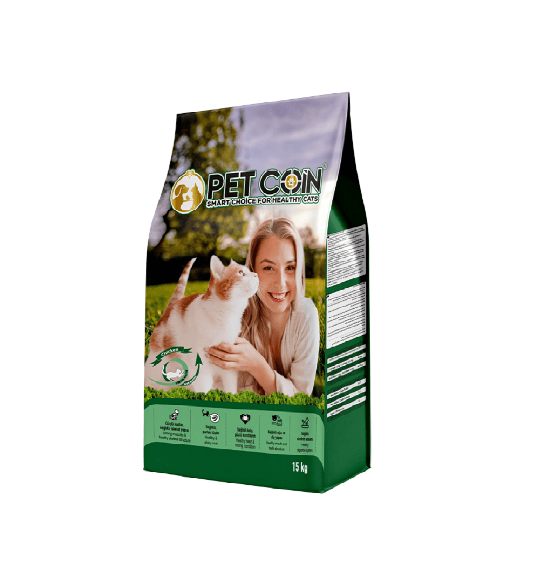 PETCOIN TAVUK ETLİ KEDİ MAMASI - 15 Kg